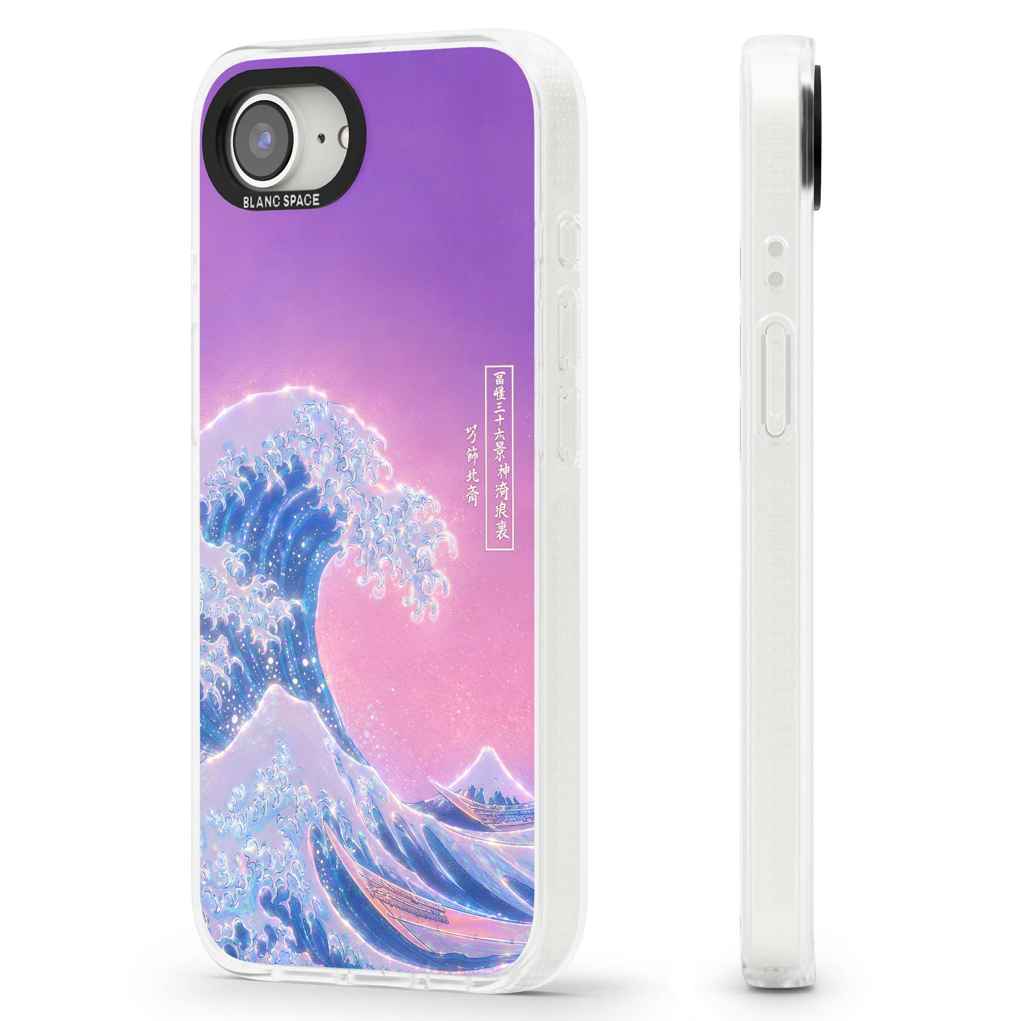 The Great Opal Wave Japanese iPhone case featuring Hokusai's great wave in iridescent pastels with lilac sky and Mou | Clear Case Impact Air case for iPhone 16e, iPhone 17e