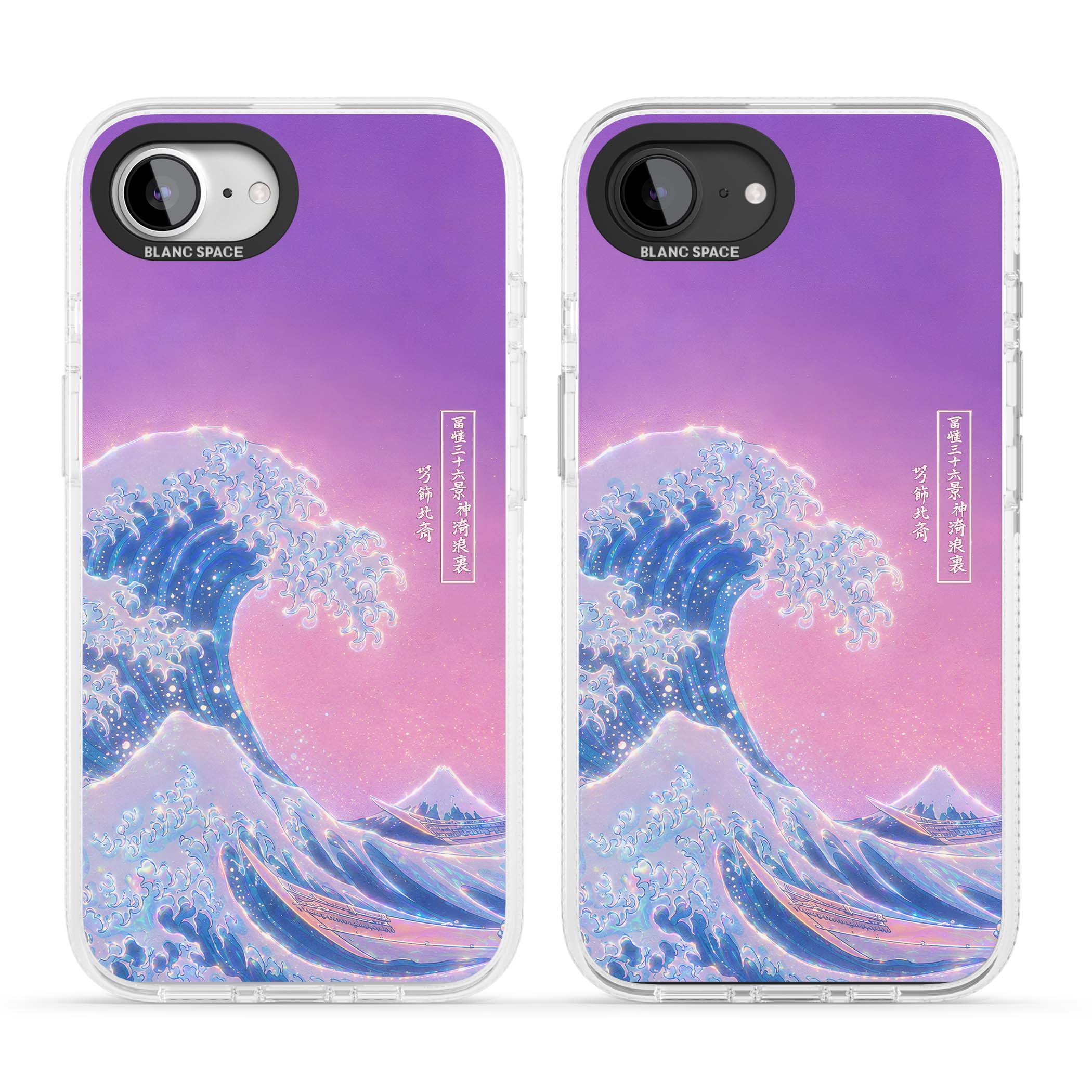 The Great Opal Wave Japanese iPhone case featuring Hokusai's great wave in iridescent pastels with lilac sky and Mou | Clear Case Impact Air case for iPhone 16e, iPhone 17e