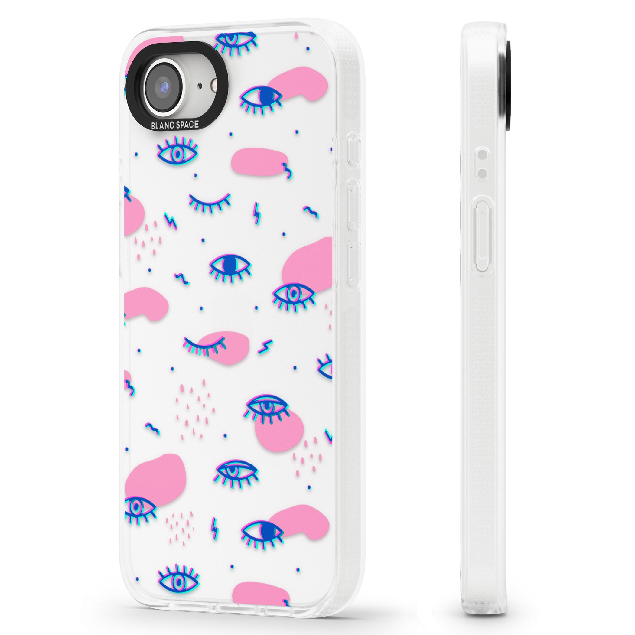 Pink Eye Blotches iPhone 16e Clear Case Impact Air - Blanc Space