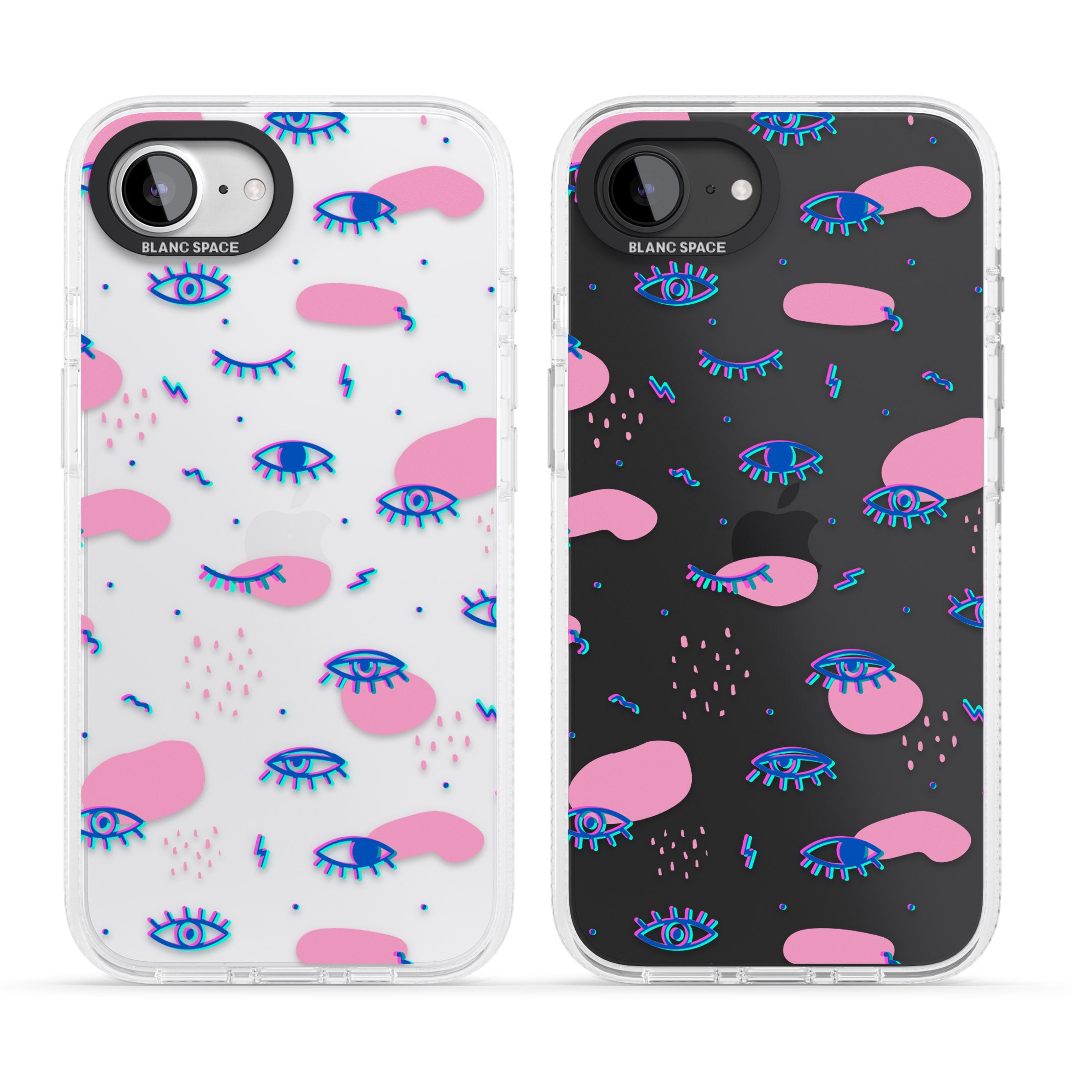 Pink Eye Blotches iPhone 16e Clear Case Impact Air - Blanc Space