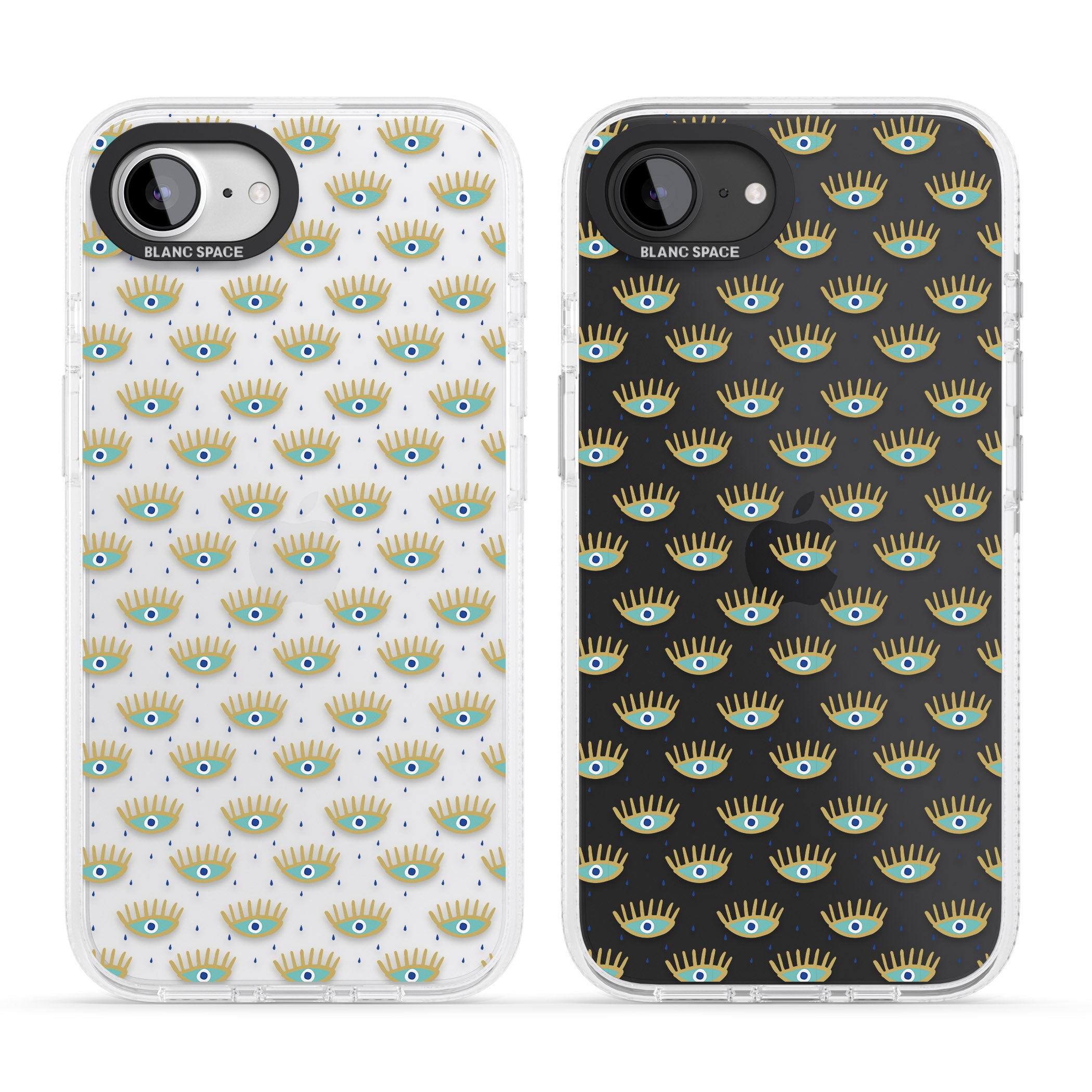 Crying Eyes (Clear) Psychedelic Eyes Pattern iPhone 16e Clear Case Impact Air - Blanc Space