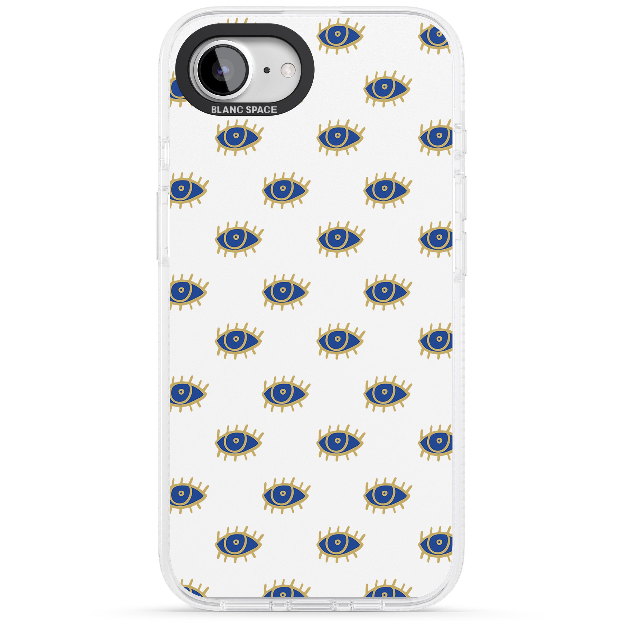 Gold Eyes Psychedelic Eyes Pattern iPhone 16e Clear Case Impact Air - Blanc Space