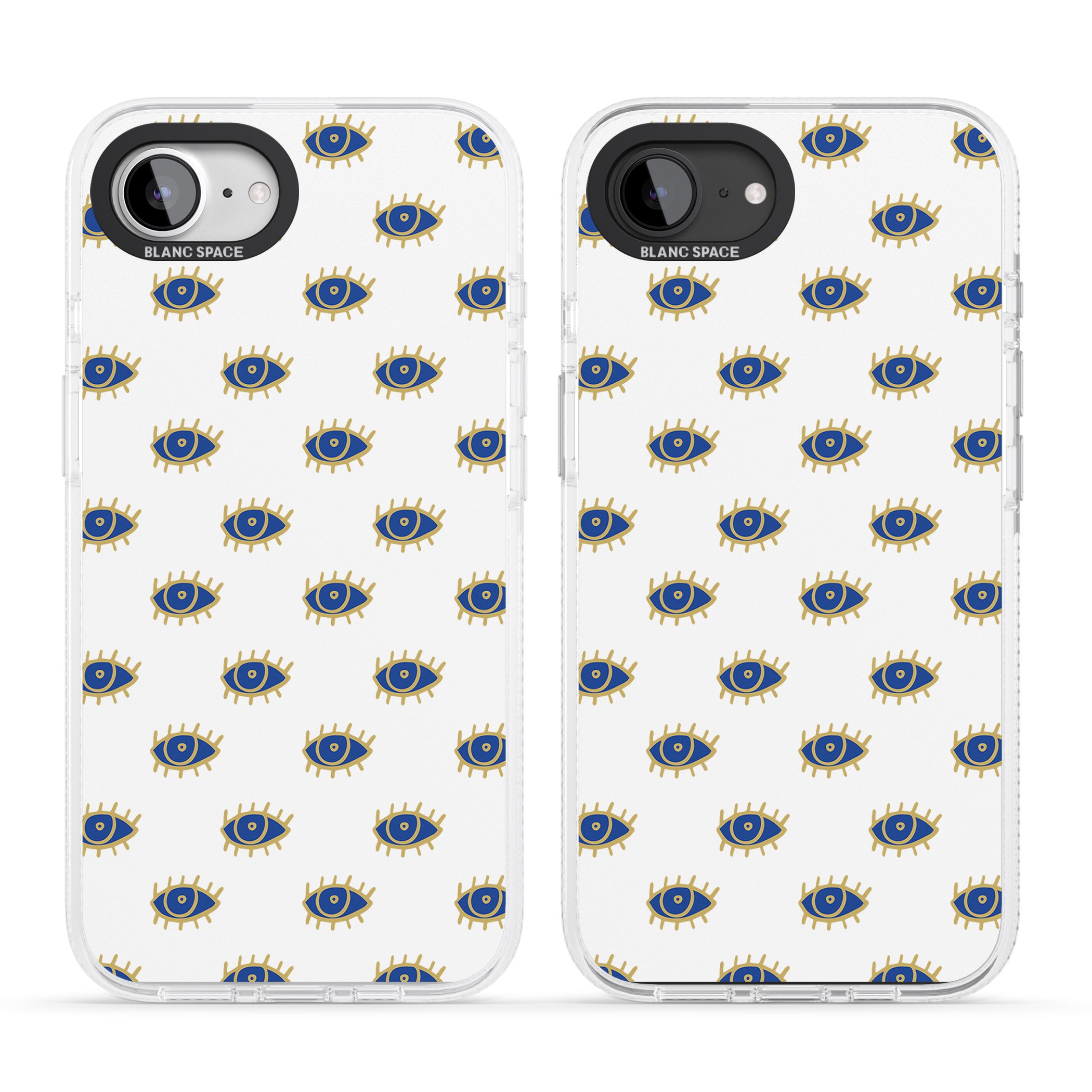 Gold Eyes Psychedelic Eyes Pattern iPhone 16e Clear Case Impact Air - Blanc Space