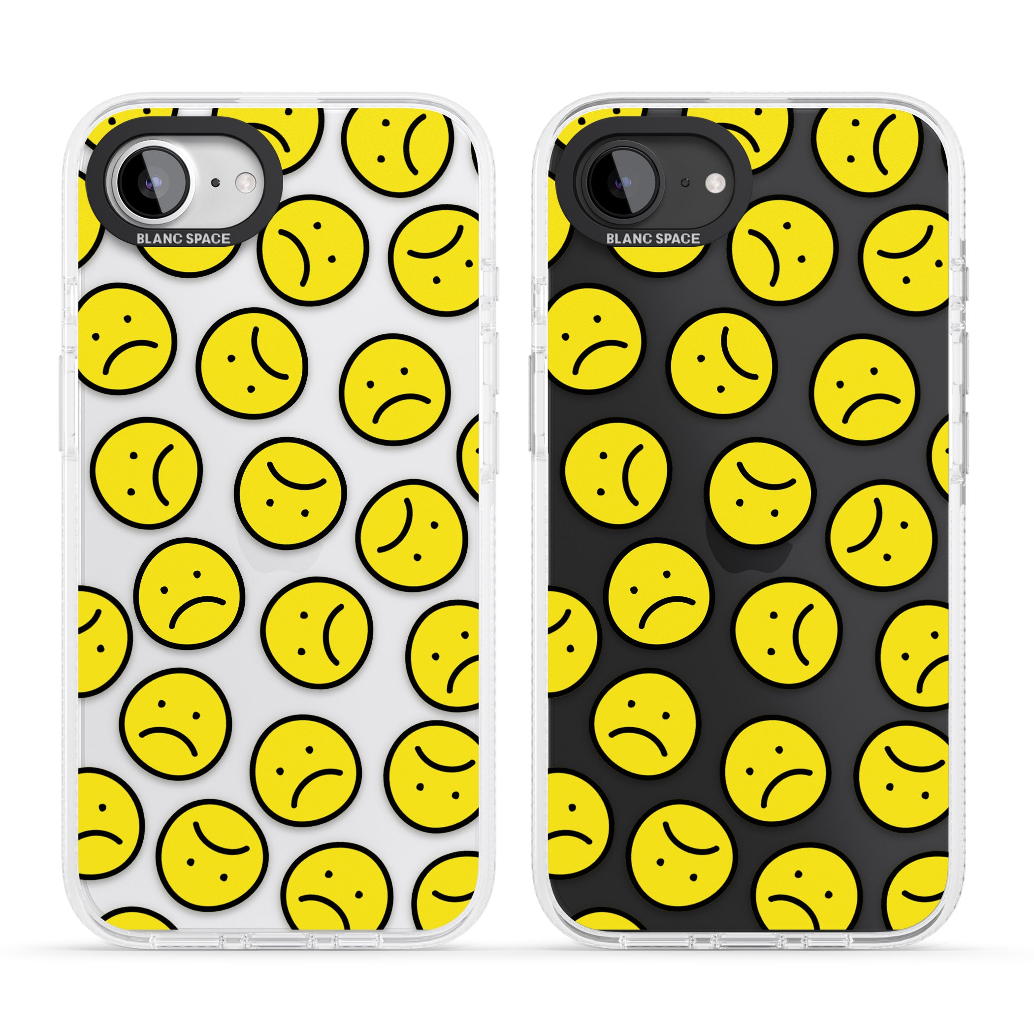 Sad Face Clear Pattern iPhone 16e Clear Case Impact Air - Blanc Space