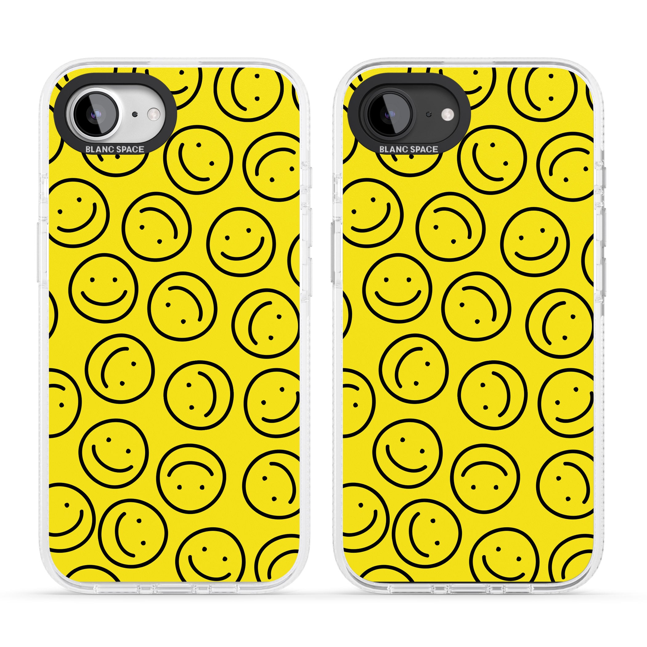 Happy Face Pattern iPhone 16e Clear Case Impact Air - Blanc Space