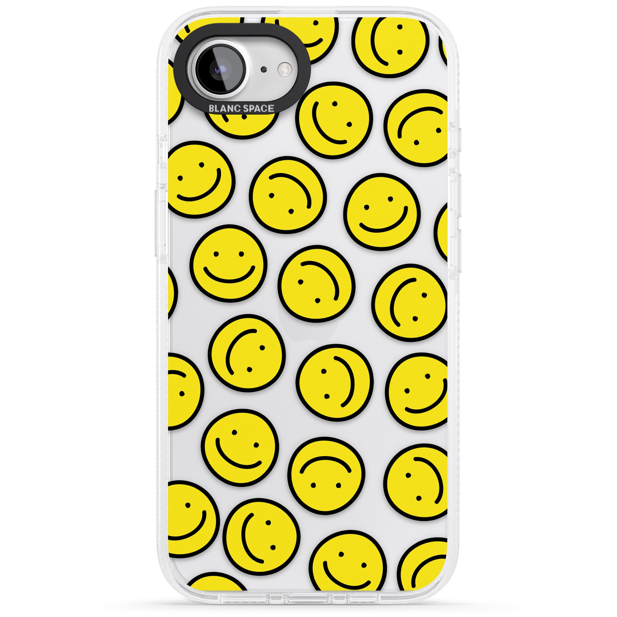 Happy Face Clear Pattern iPhone 16e Clear Case Impact Air - Blanc Space