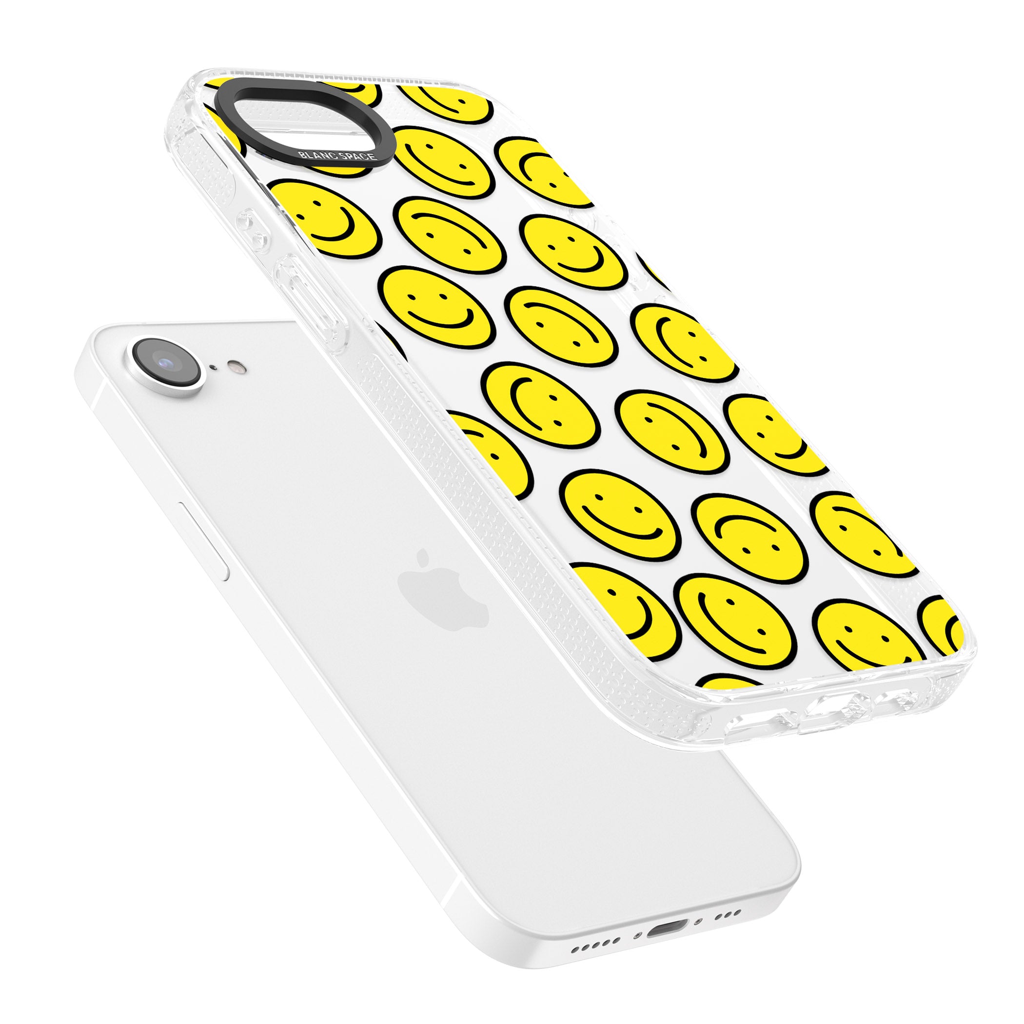 Happy Face Clear Pattern iPhone 16e Clear Case Impact Air - Blanc Space