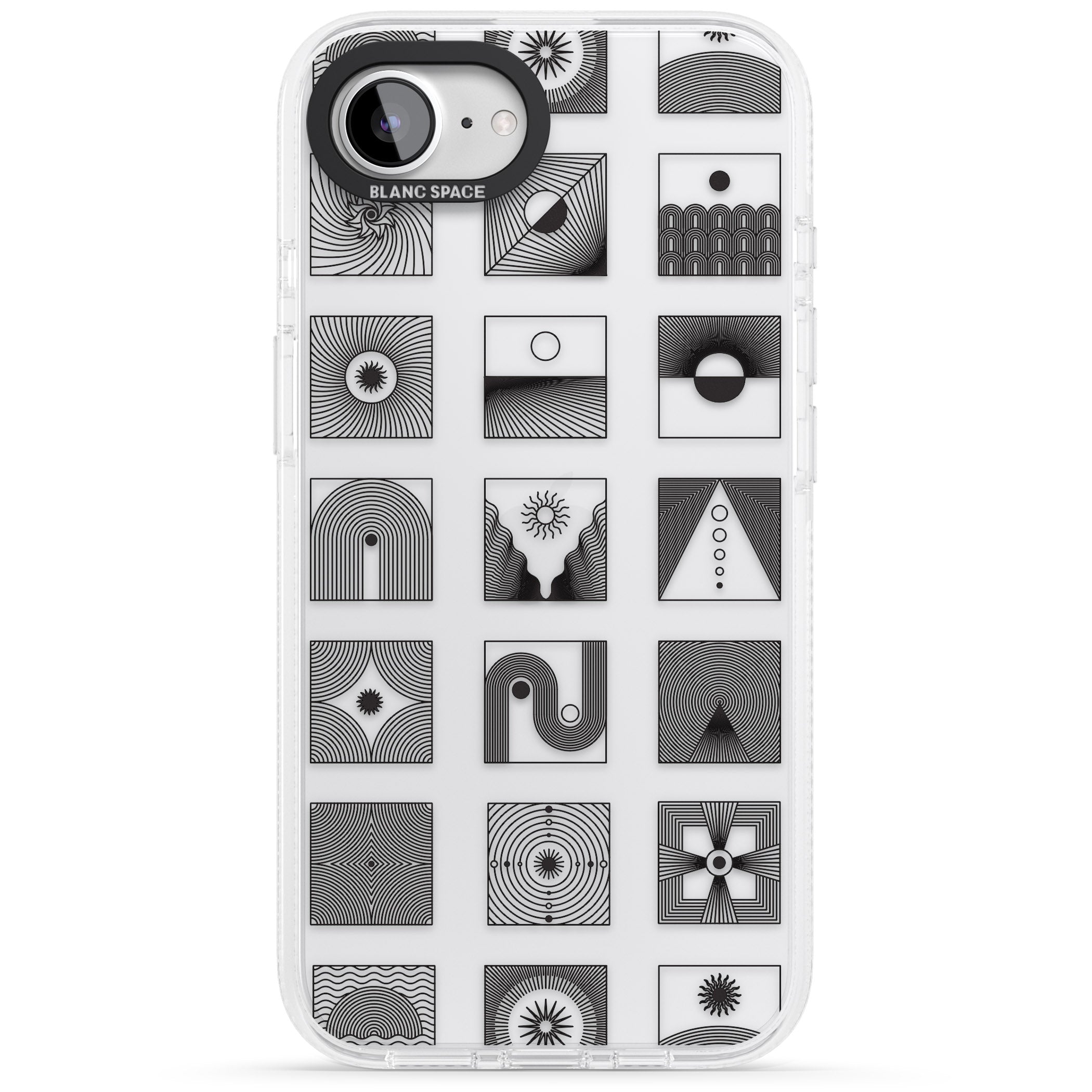 Abstract Lines: Mixed Pattern #1 iPhone 16e Clear Case Impact Air - Blanc Space