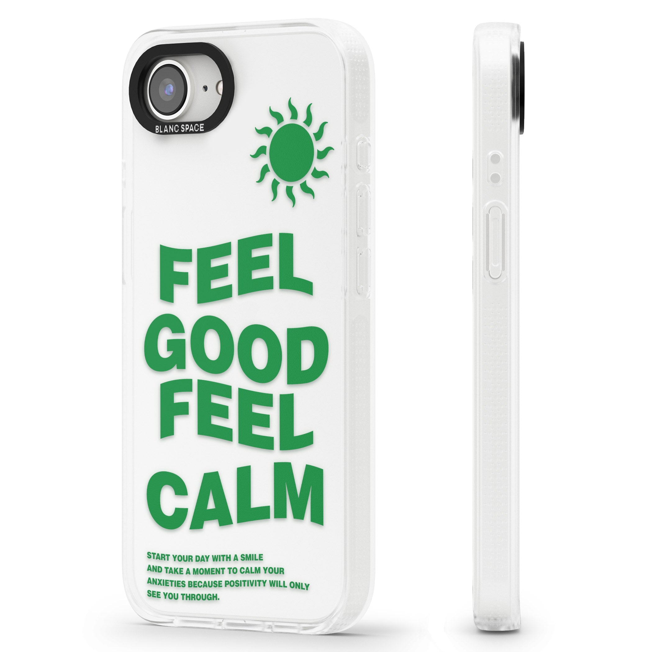 Feel Good Feel Calm (Green) iPhone 16e Clear Case Impact Air - Blanc Space