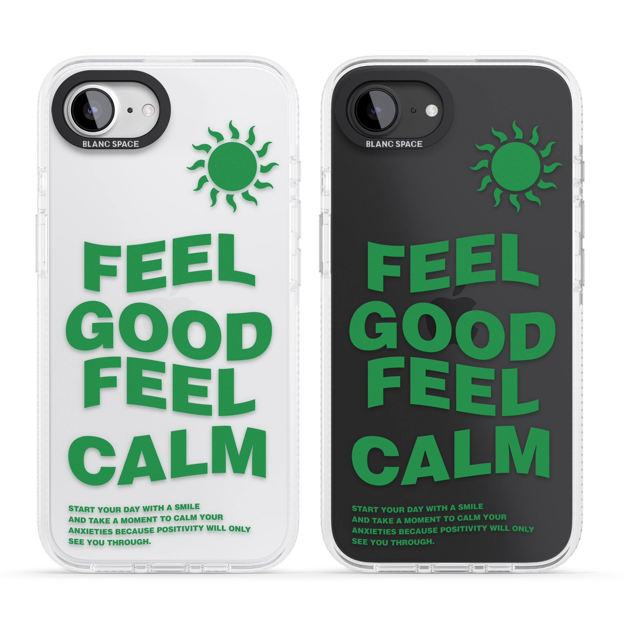 Feel Good Feel Calm (Green) iPhone 16e Clear Case Impact Air - Blanc Space