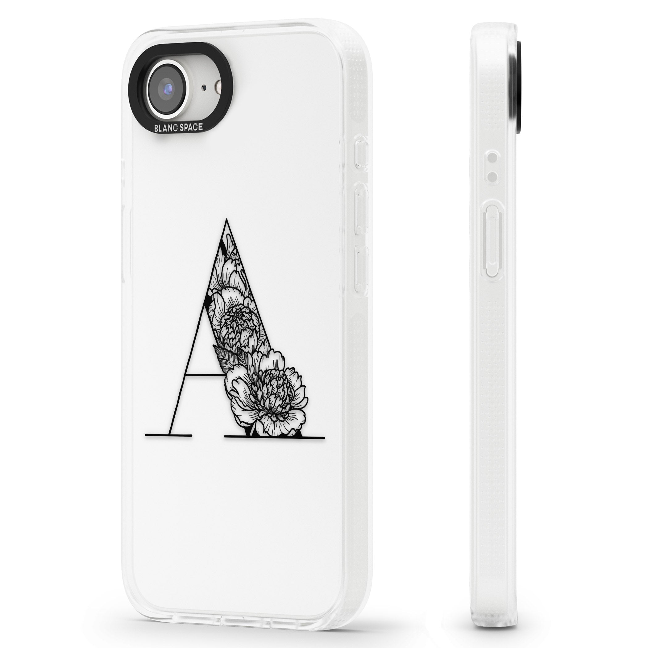 Floral Monogram Letter iPhone 16e Clear Case Impact Air - Blanc Space