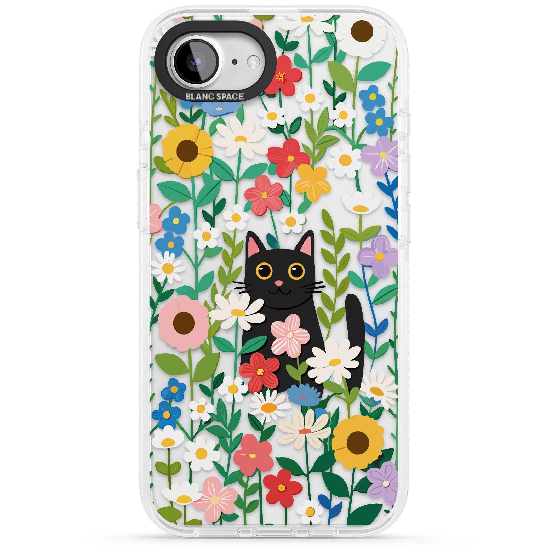 Whiskers & Wildflowers Cat iPhone 16e Clear Case Impact Air - Blanc Space