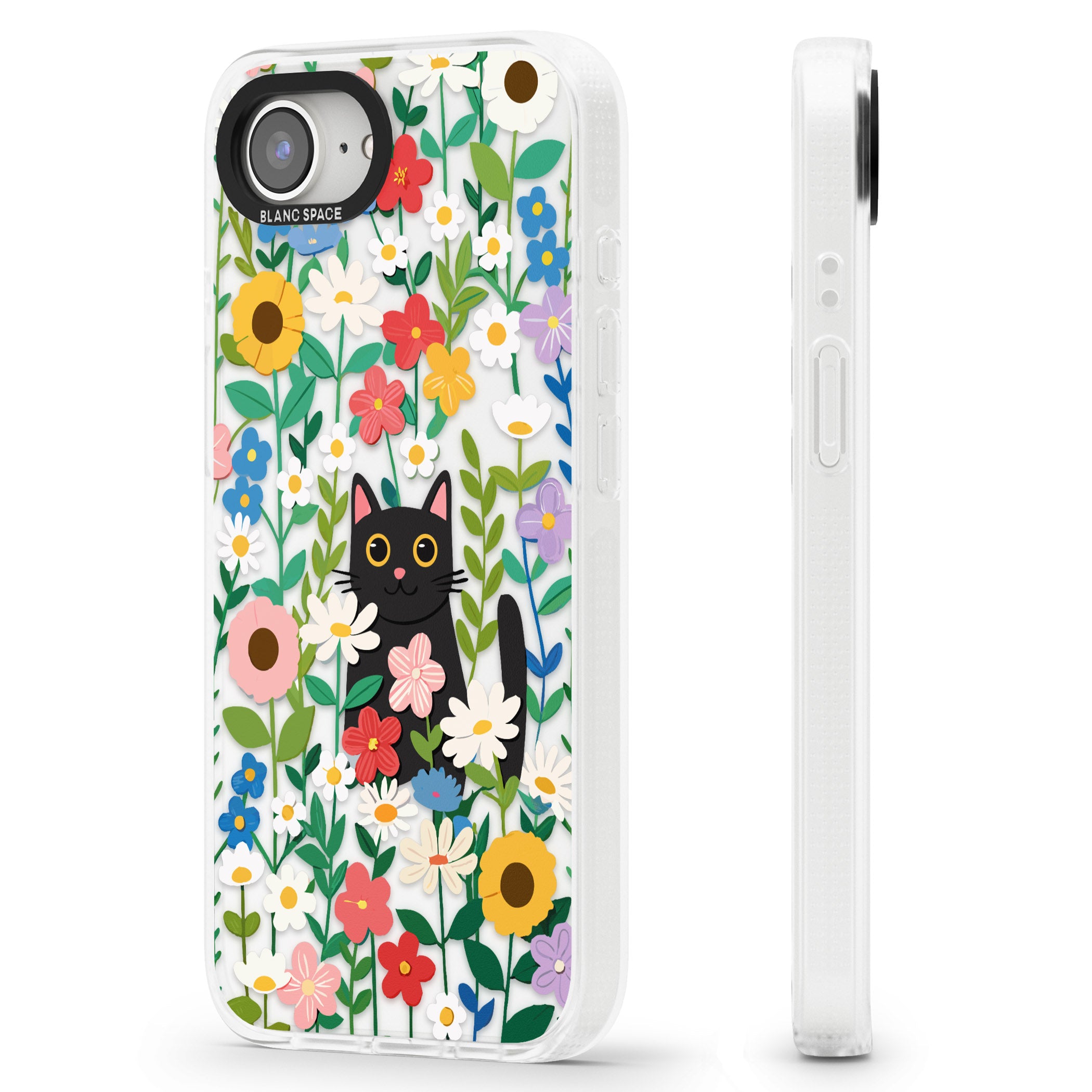 Whiskers & Wildflowers Cat iPhone 16e Clear Case Impact Air - Blanc Space