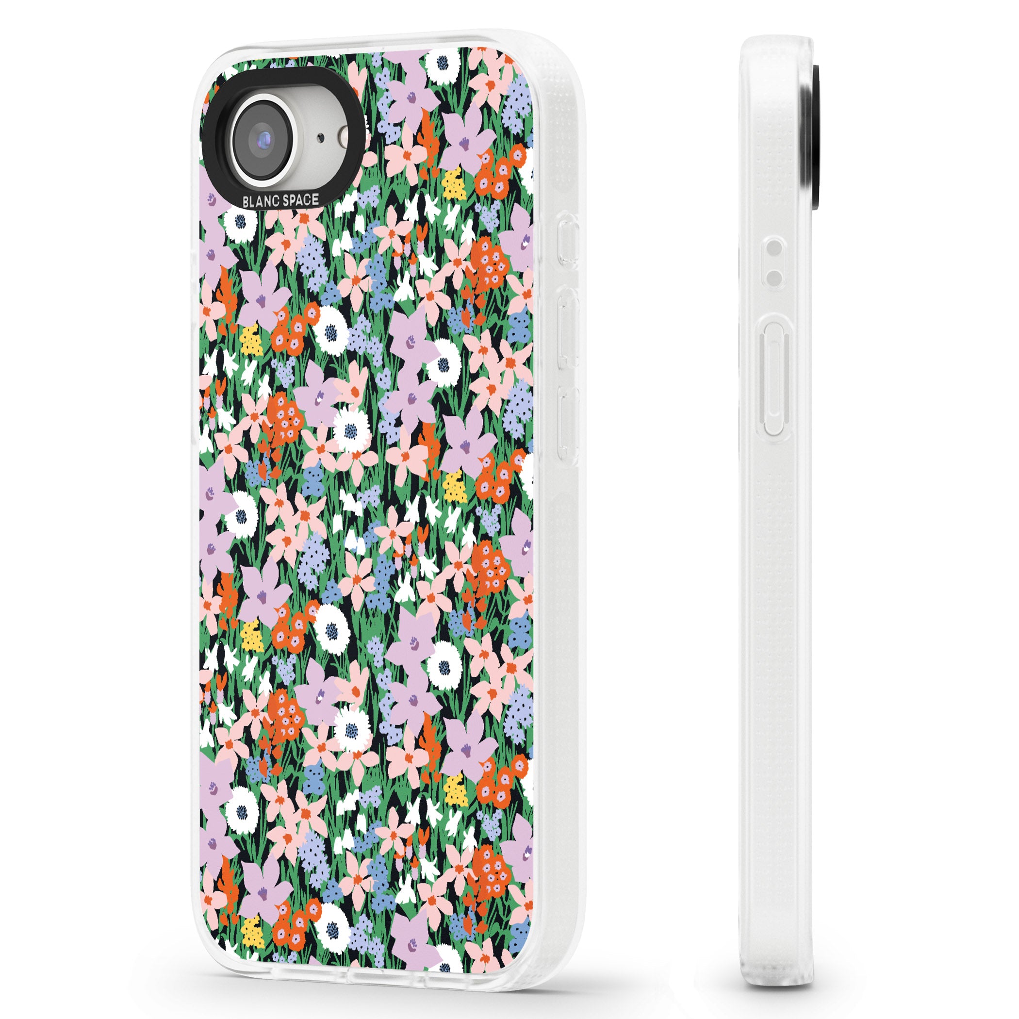 Jazzy Floral Mix: Solid iPhone 16e Clear Case Impact Air - Blanc Space