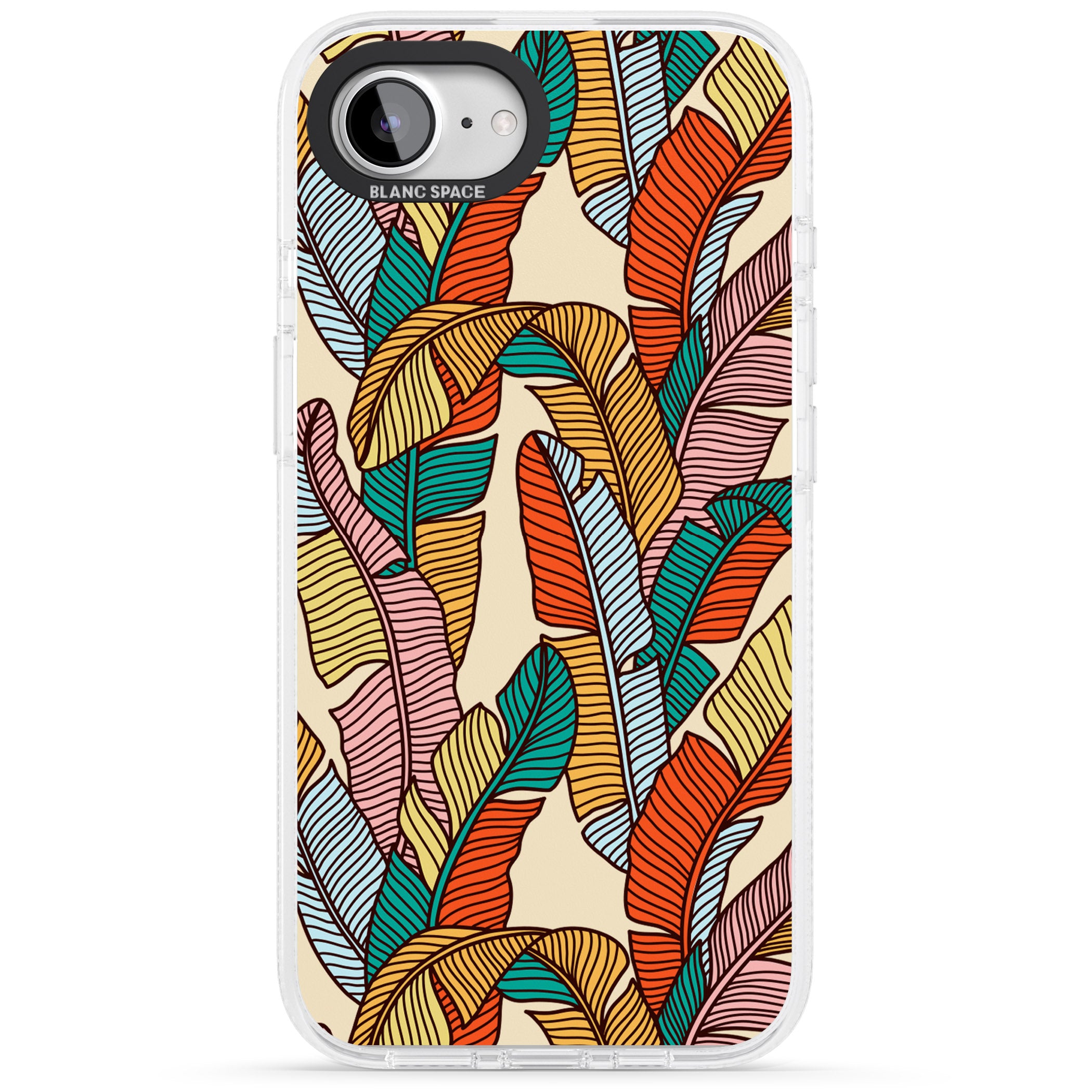 Pastel Palm Leaves iPhone 16e Clear Case Impact Air - Blanc Space