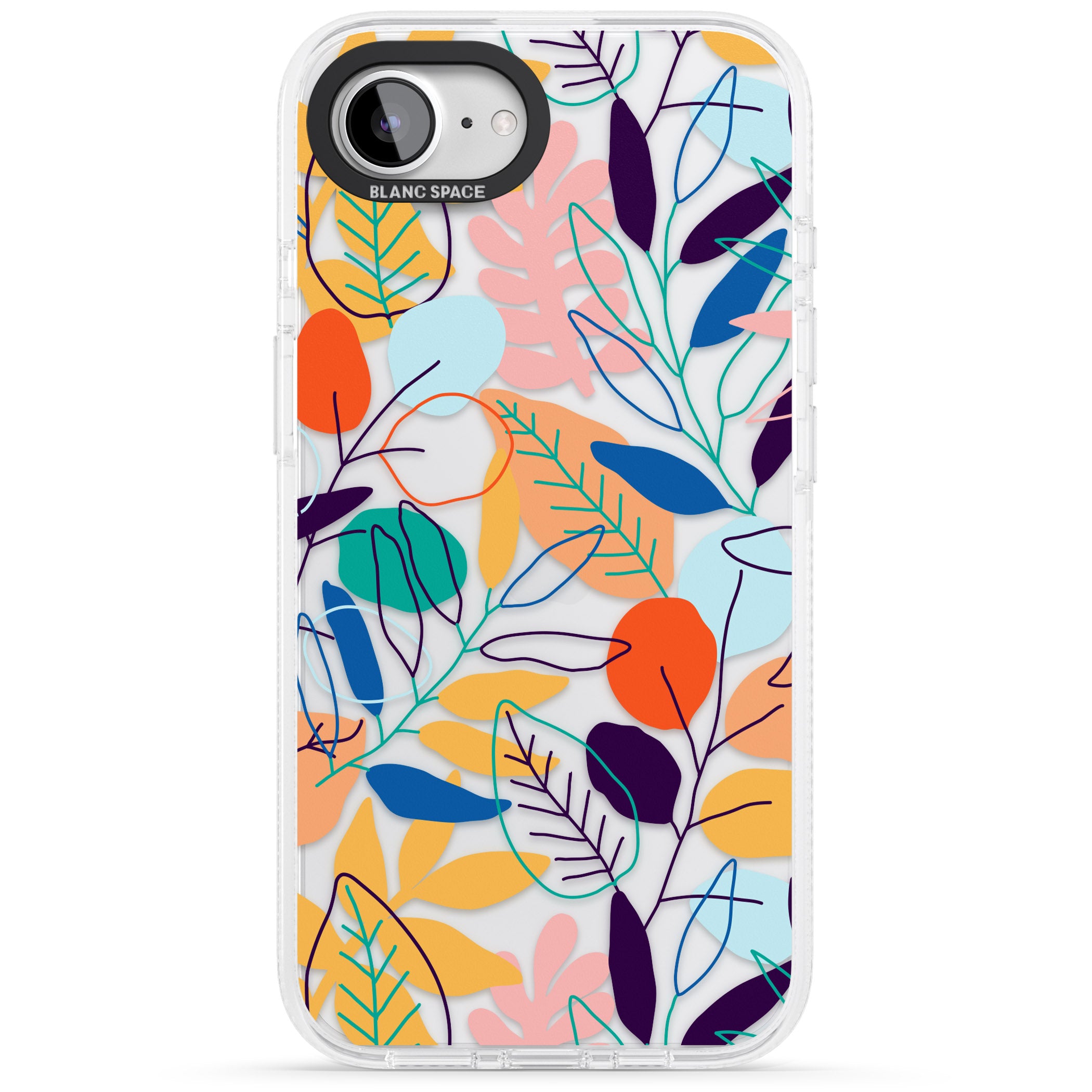 Abstract Line Drawn Leaves iPhone 16e Clear Case Impact Air - Blanc Space