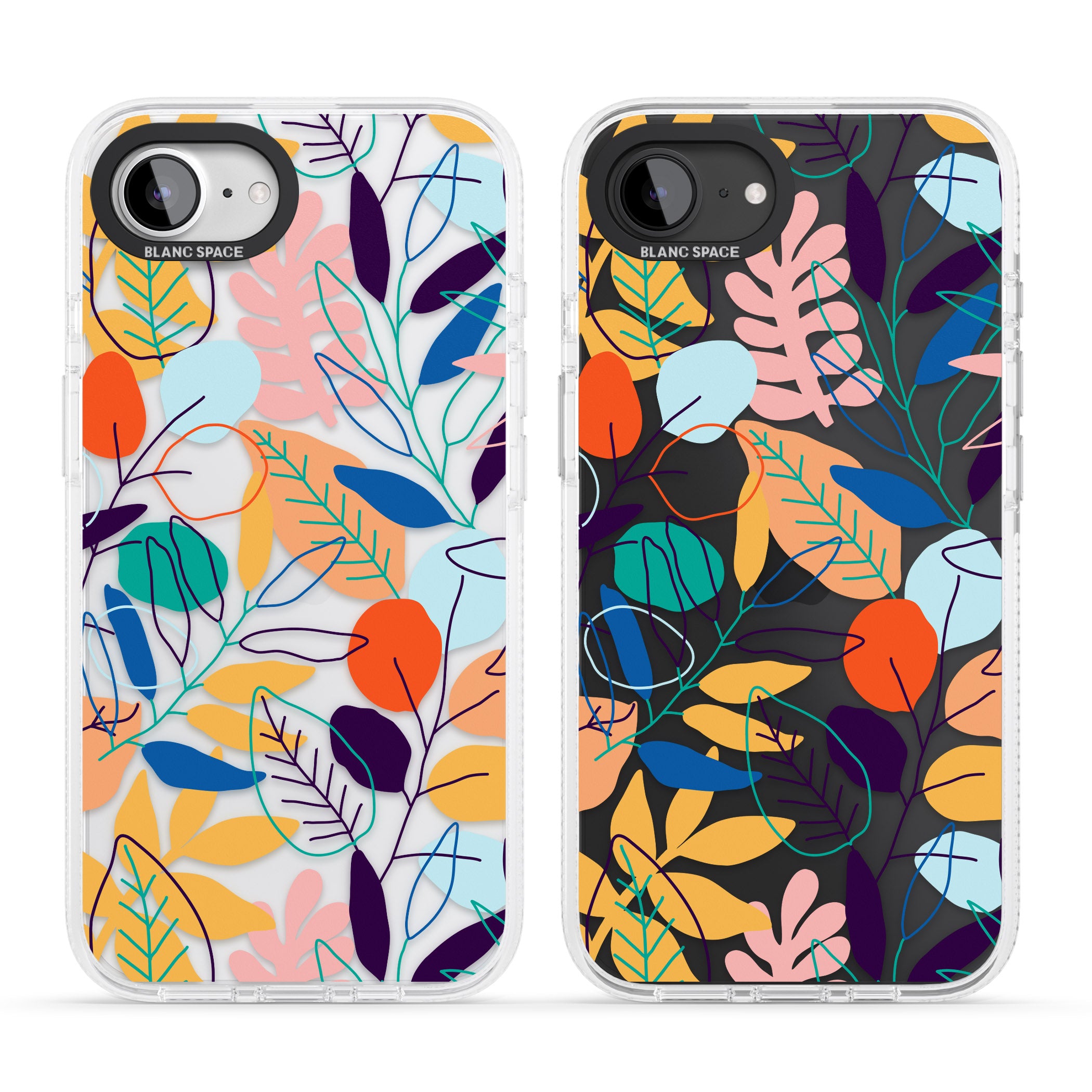 Abstract Line Drawn Leaves iPhone 16e Clear Case Impact Air - Blanc Space