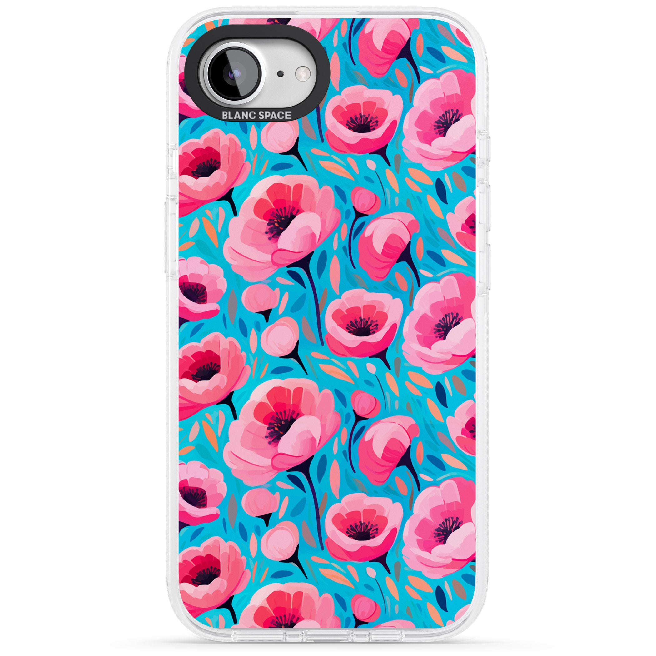 Tropical Pink Poppies iPhone 16e Clear Case Impact Air - Blanc Space