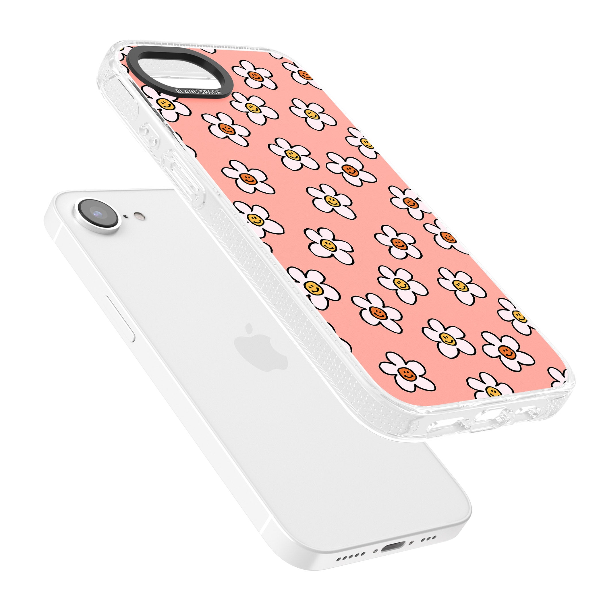 Peachy Daisy Smiles iPhone 16e Clear Case Impact Air - Blanc Space
