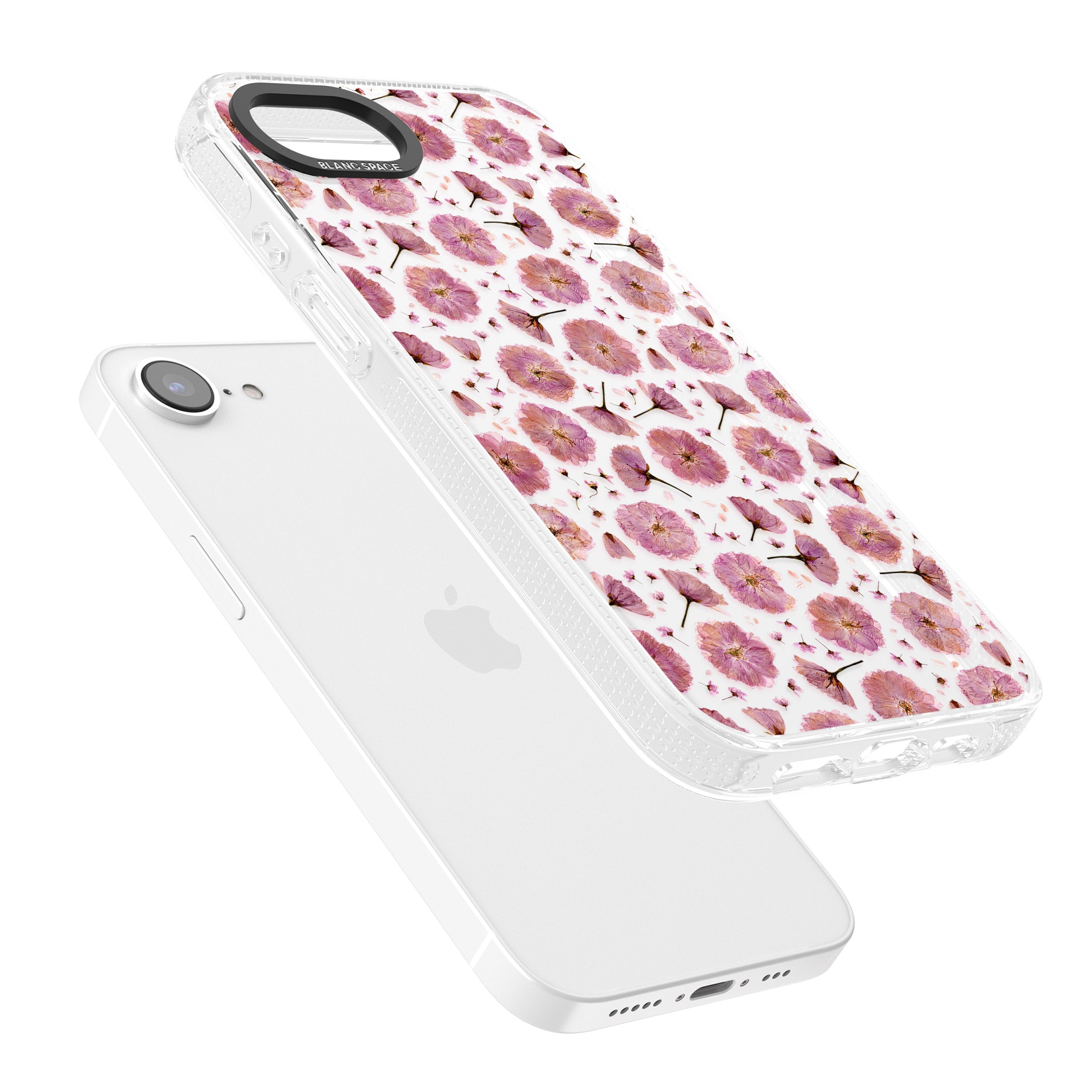 Pink Flowers & Blossoms Transparent Design iPhone 16e Clear Case Impact Air - Blanc Space