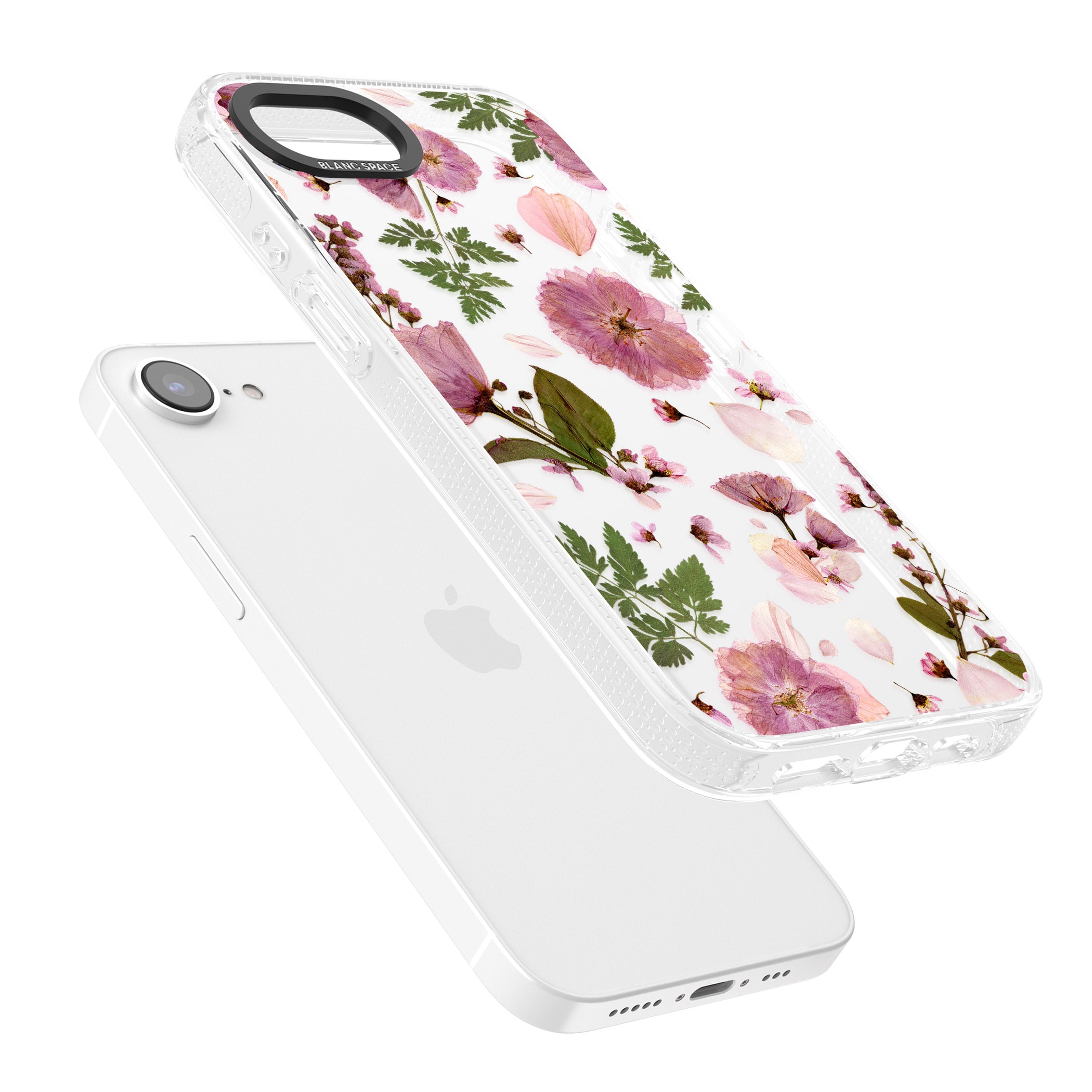 Natural Arrangement of Flowers & Leaves Design iPhone 16e Clear Case Impact Air - Blanc Space