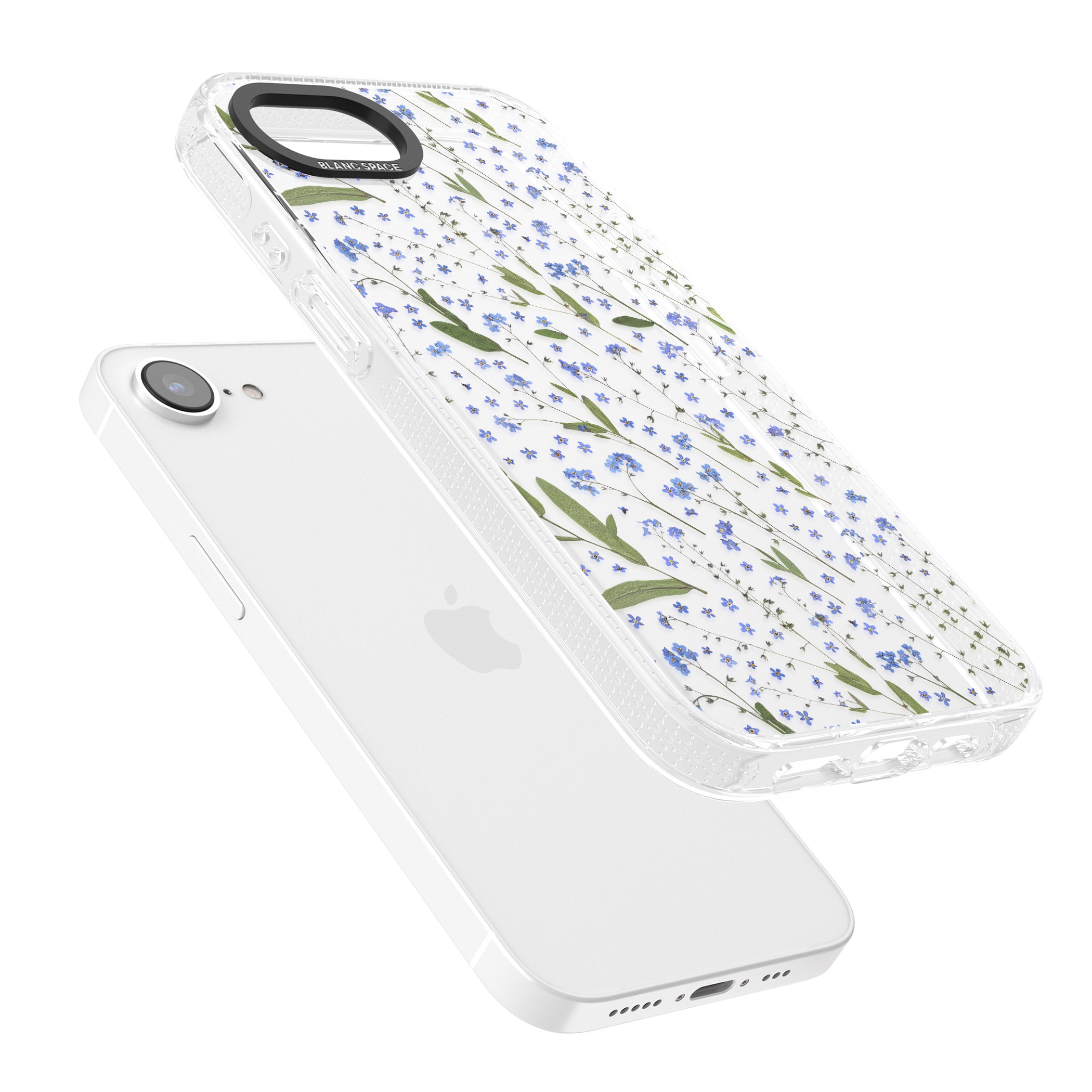 Blue Wild Flower Design iPhone 16e Clear Case Impact Air - Blanc Space