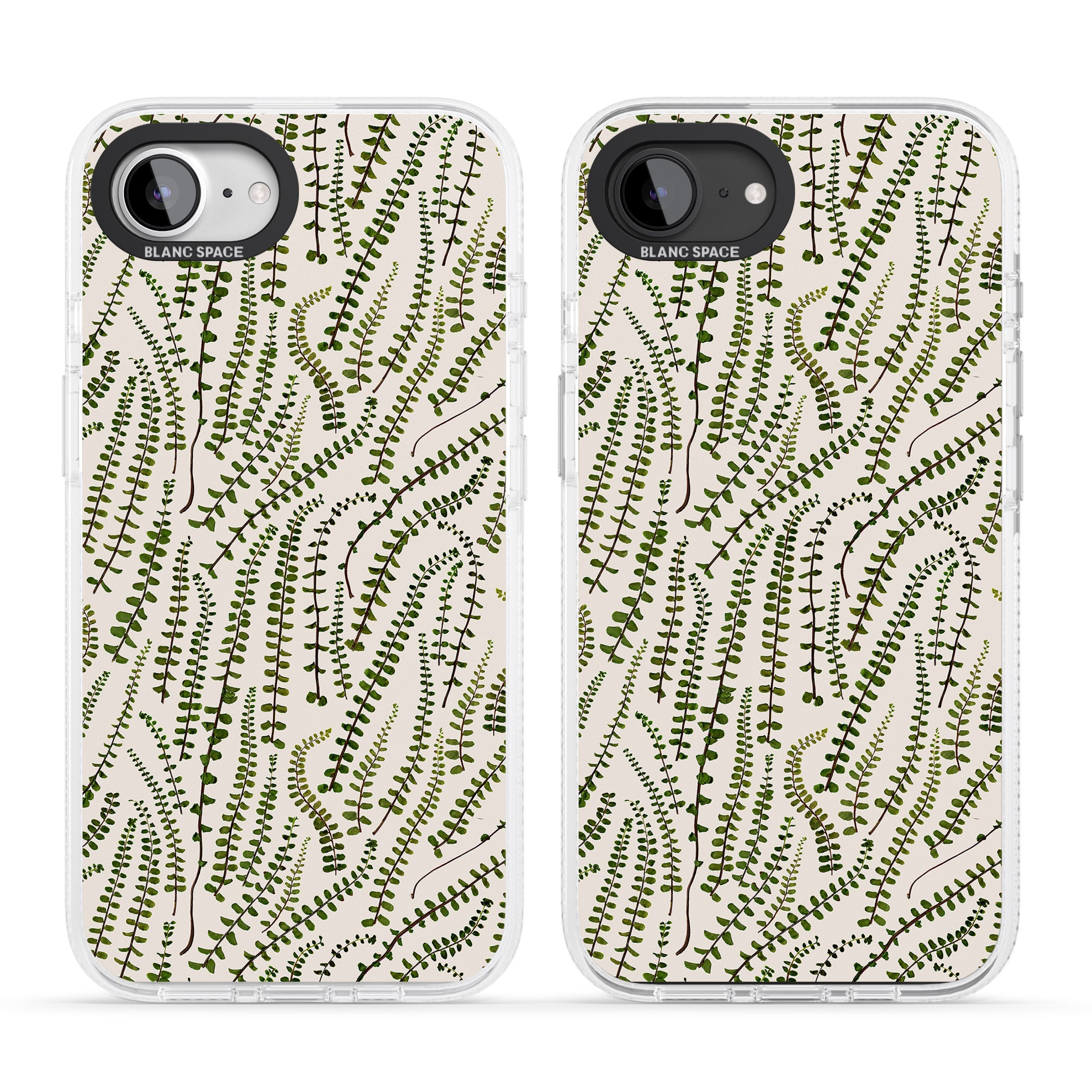 Fern Leaf Pattern Design - Cream iPhone 16e Clear Case Impact Air - Blanc Space