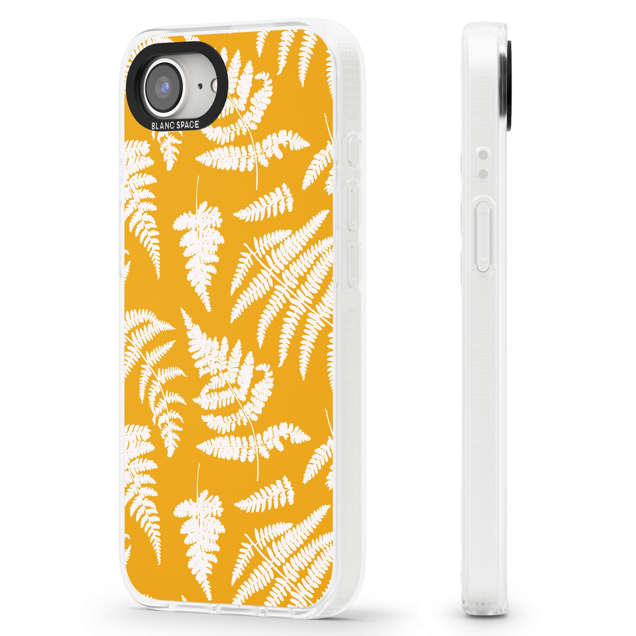 Fern Pattern on Yellow iPhone 16e Clear Case Impact Air - Blanc Space