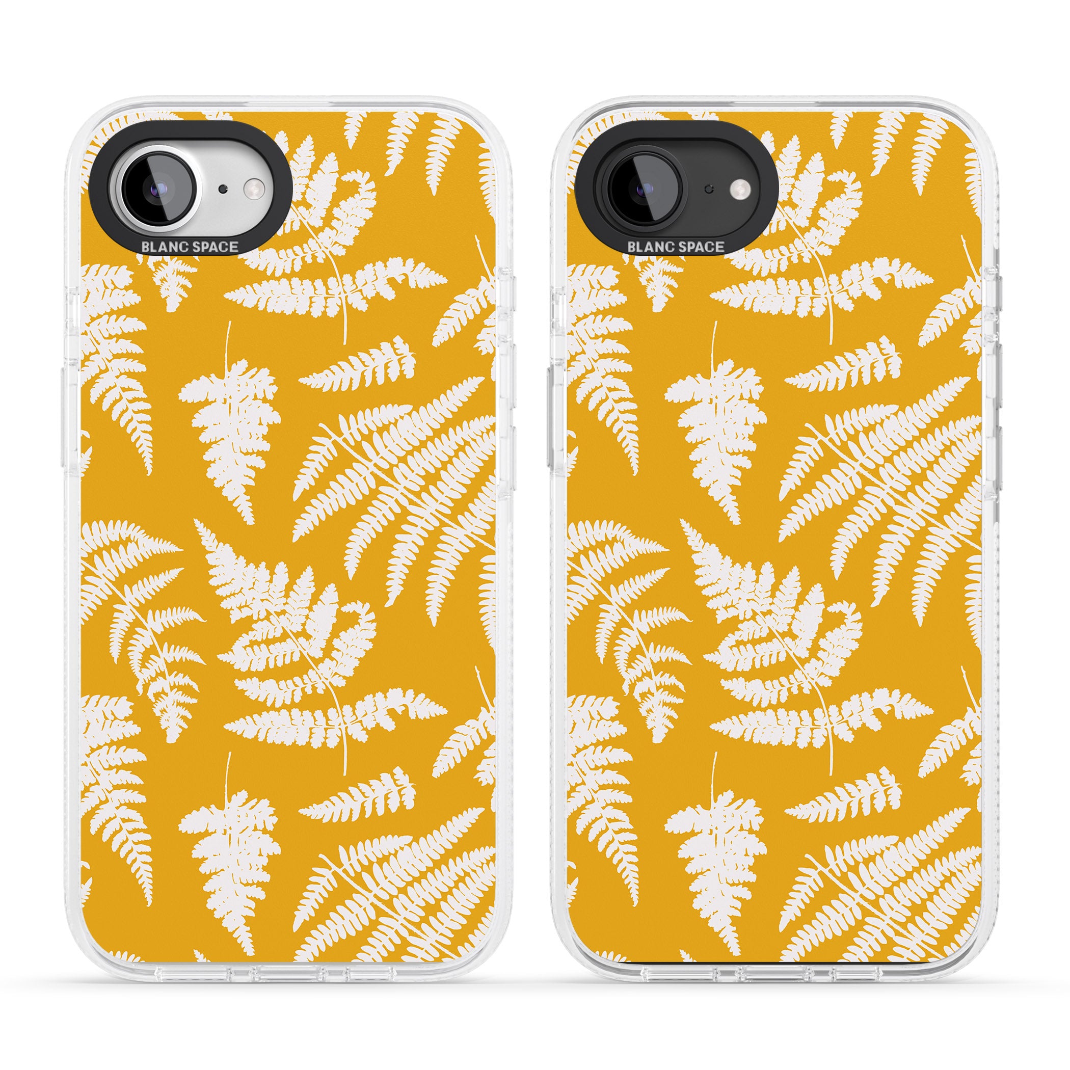 Fern Pattern on Yellow iPhone 16e Clear Case Impact Air - Blanc Space
