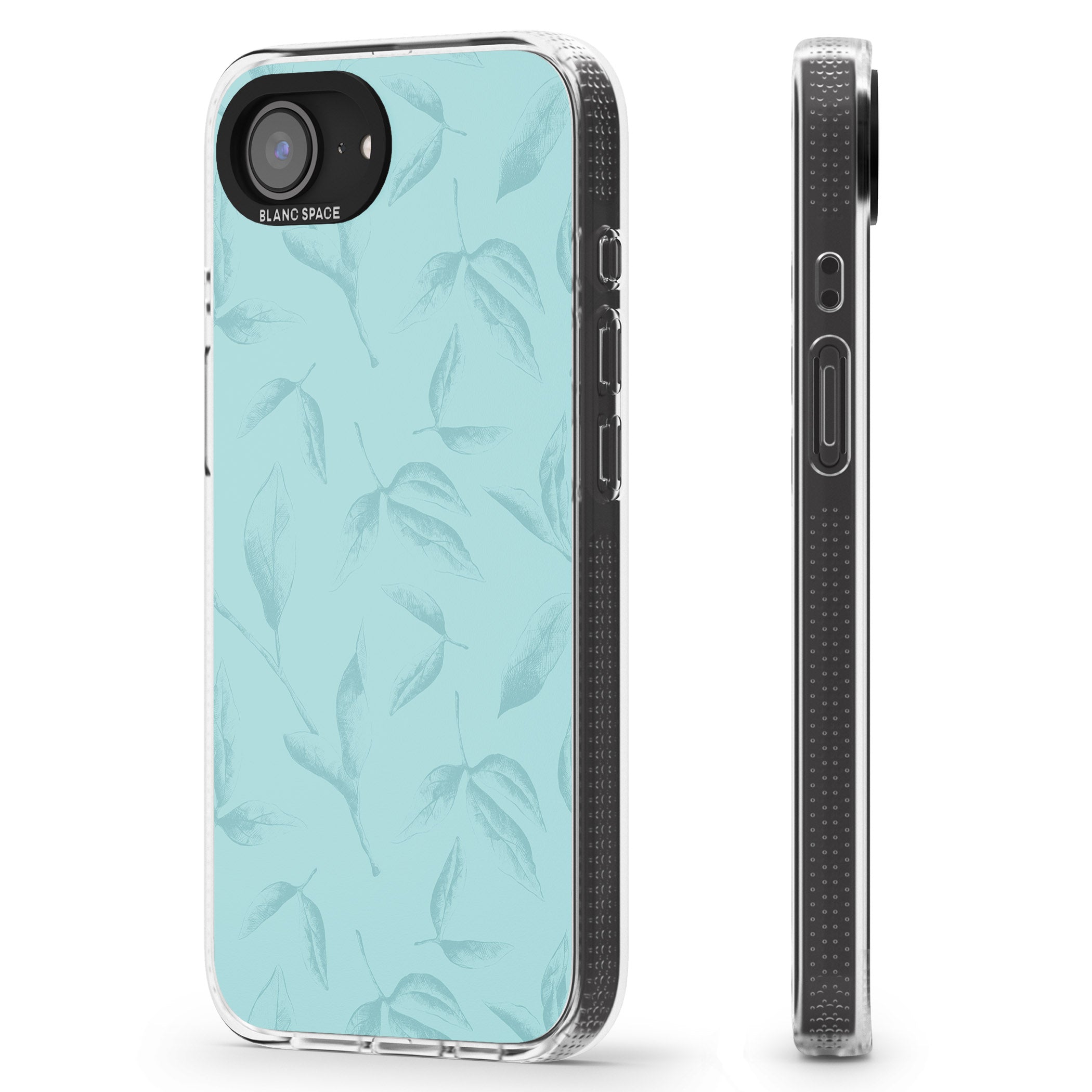 Blue Leaves Vintage Botanical iPhone 16e Clear Case Impact Air - Blanc Space