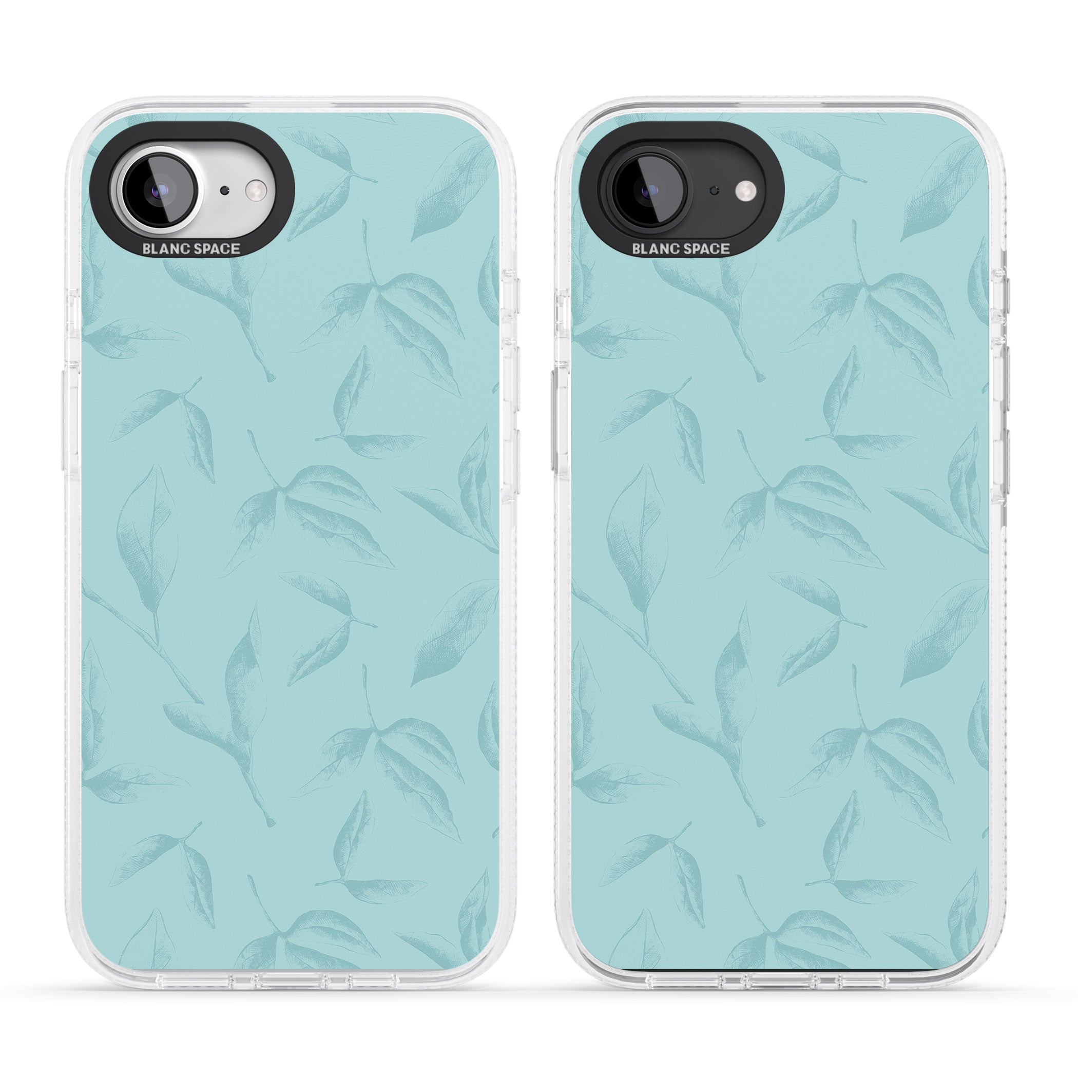 Blue Leaves Vintage Botanical iPhone 16e Clear Case Impact Air - Blanc Space