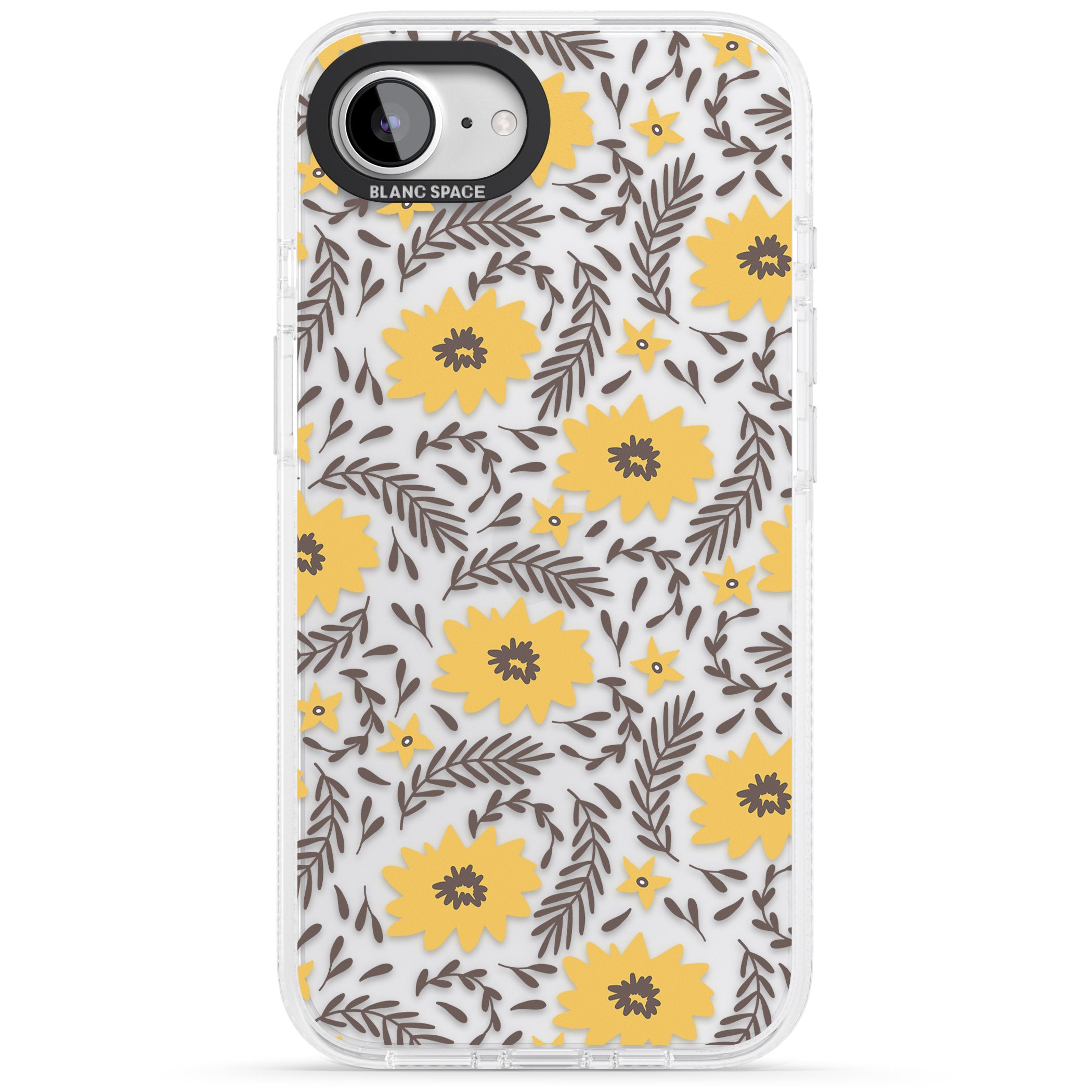 Yellow Blossoms Transparent Floral iPhone 16e Clear Case Impact Air - Blanc Space