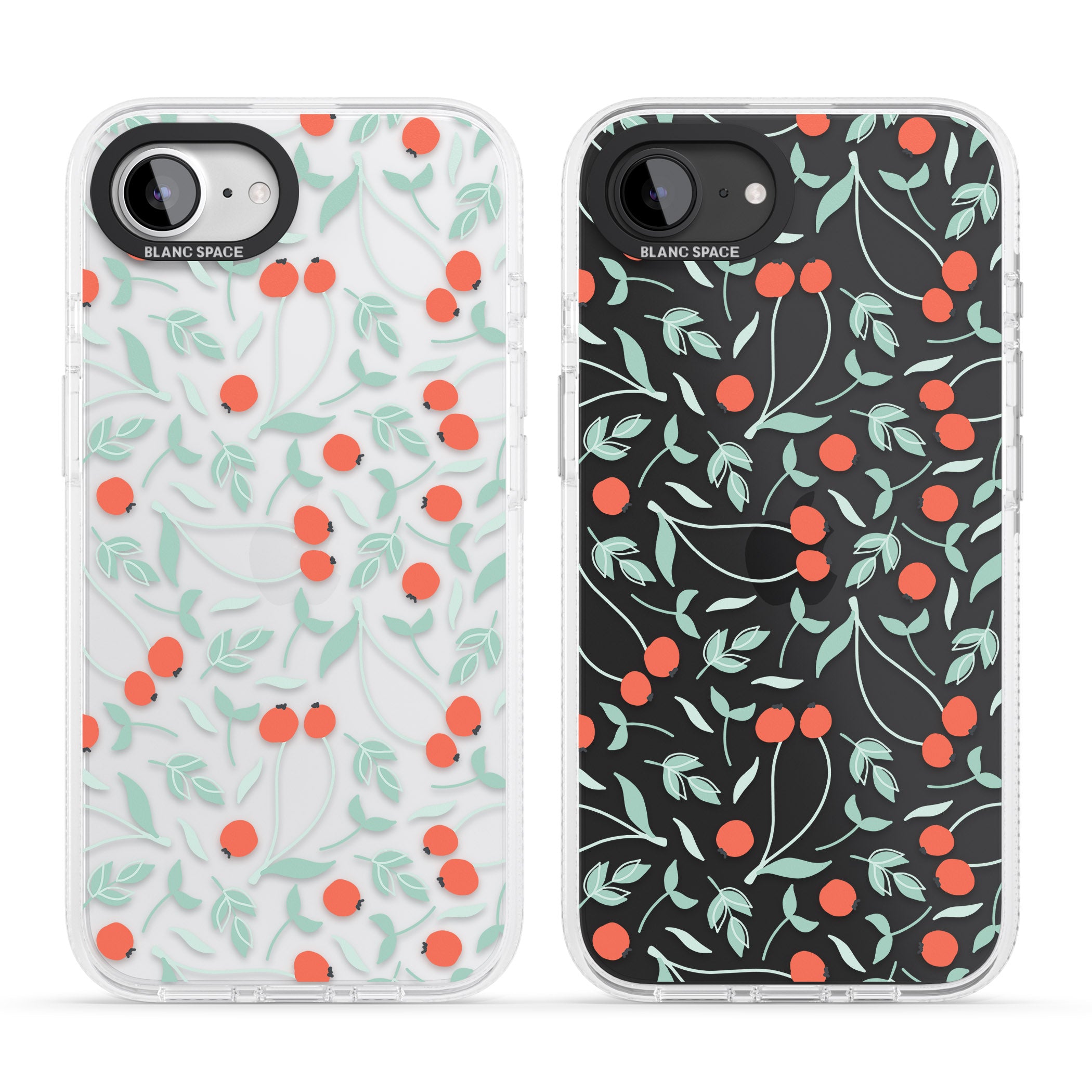 Red Berries Transparent Floral iPhone 16e Clear Case Impact Air - Blanc Space