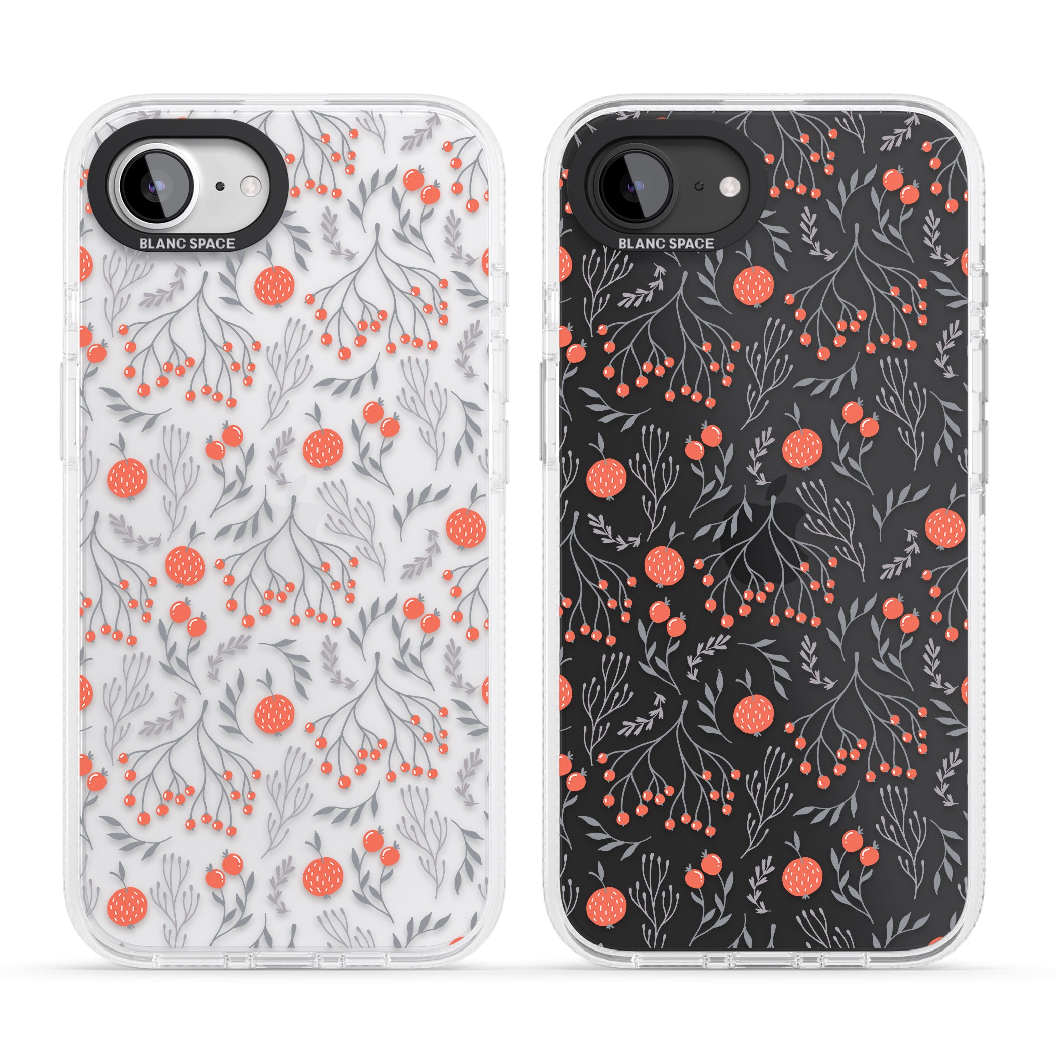 Red Fruits Transparent Floral iPhone 16e Clear Case Impact Air - Blanc Space