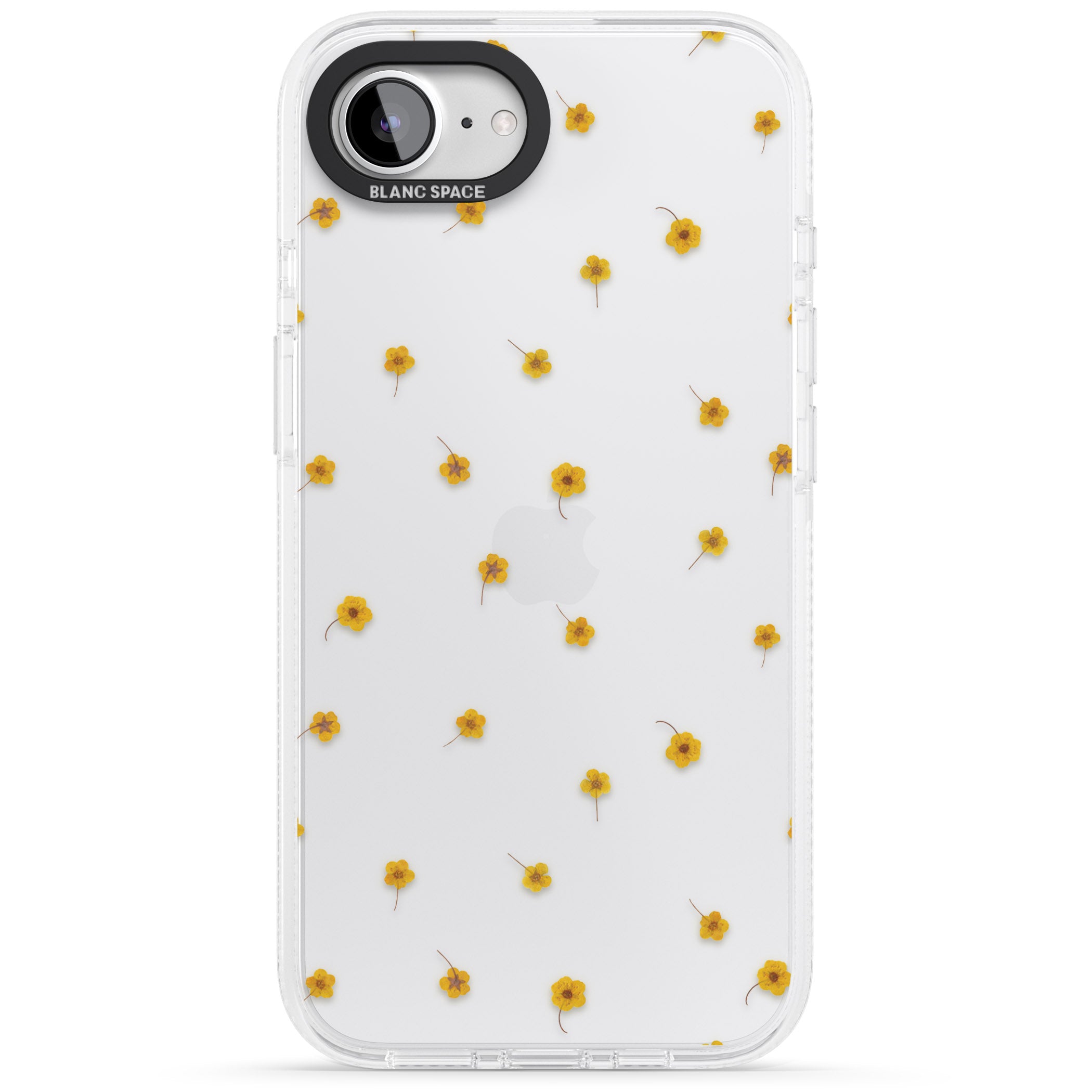 Yellow Flower Pattern - Dried Flower-Inspired iPhone 16e Clear Case Impact Air - Blanc Space