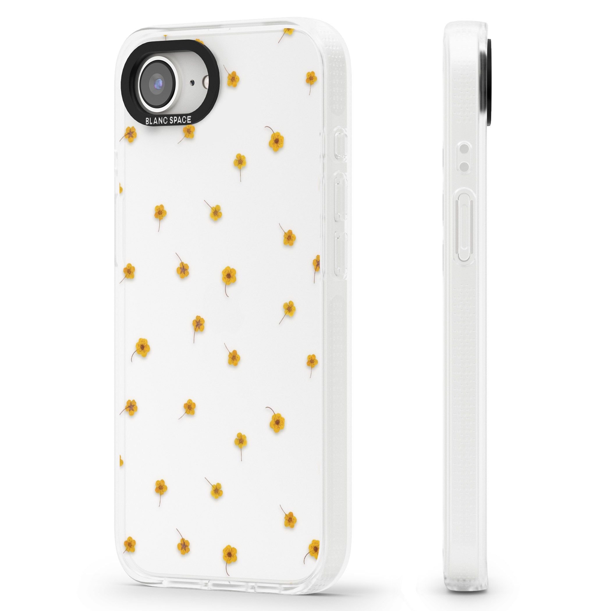 Yellow Flower Pattern - Dried Flower-Inspired iPhone 16e Clear Case Impact Air - Blanc Space