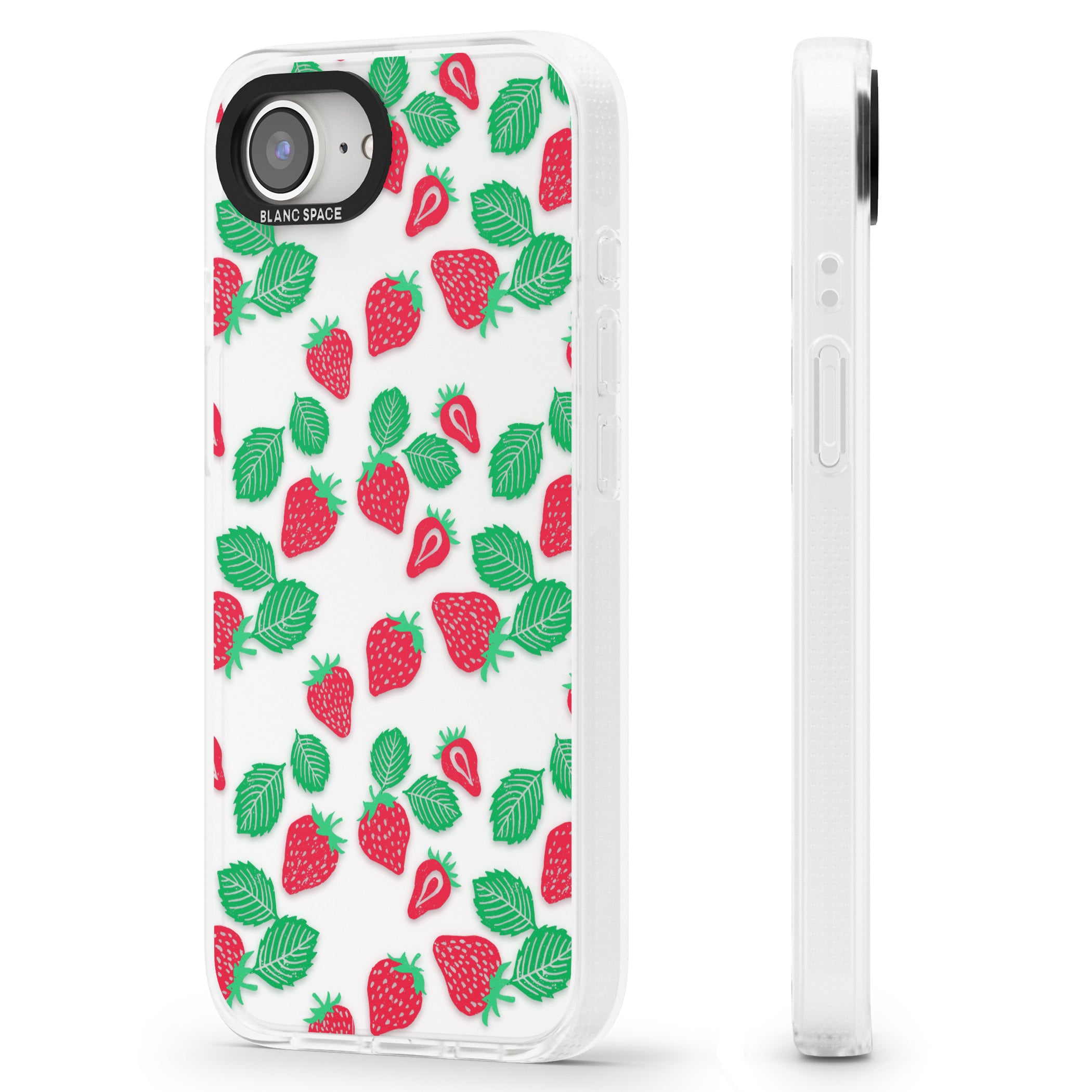 Strawberry Pattern iPhone 16e Clear Case Impact Air - Blanc Space