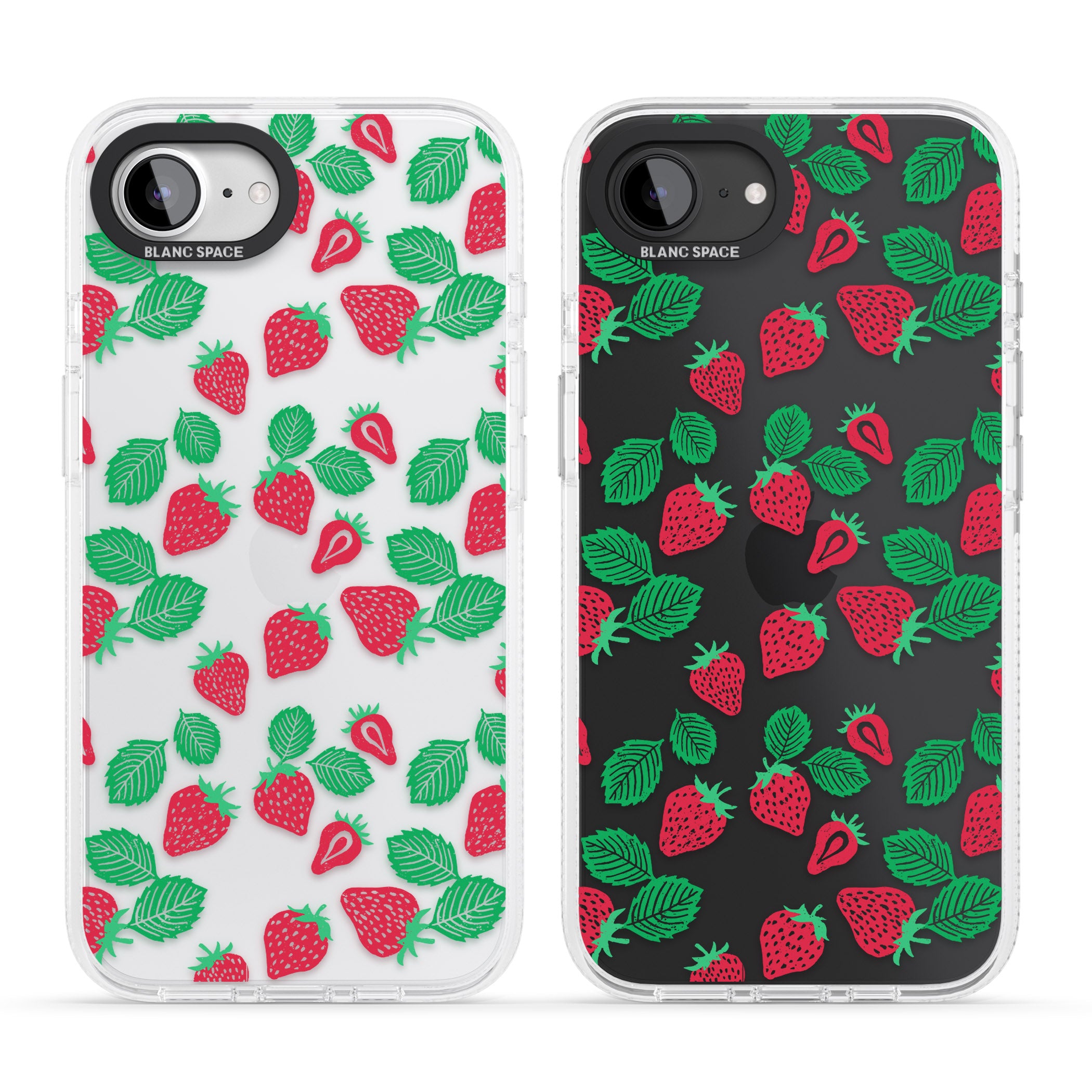 Strawberry Pattern iPhone 16e Clear Case Impact Air - Blanc Space