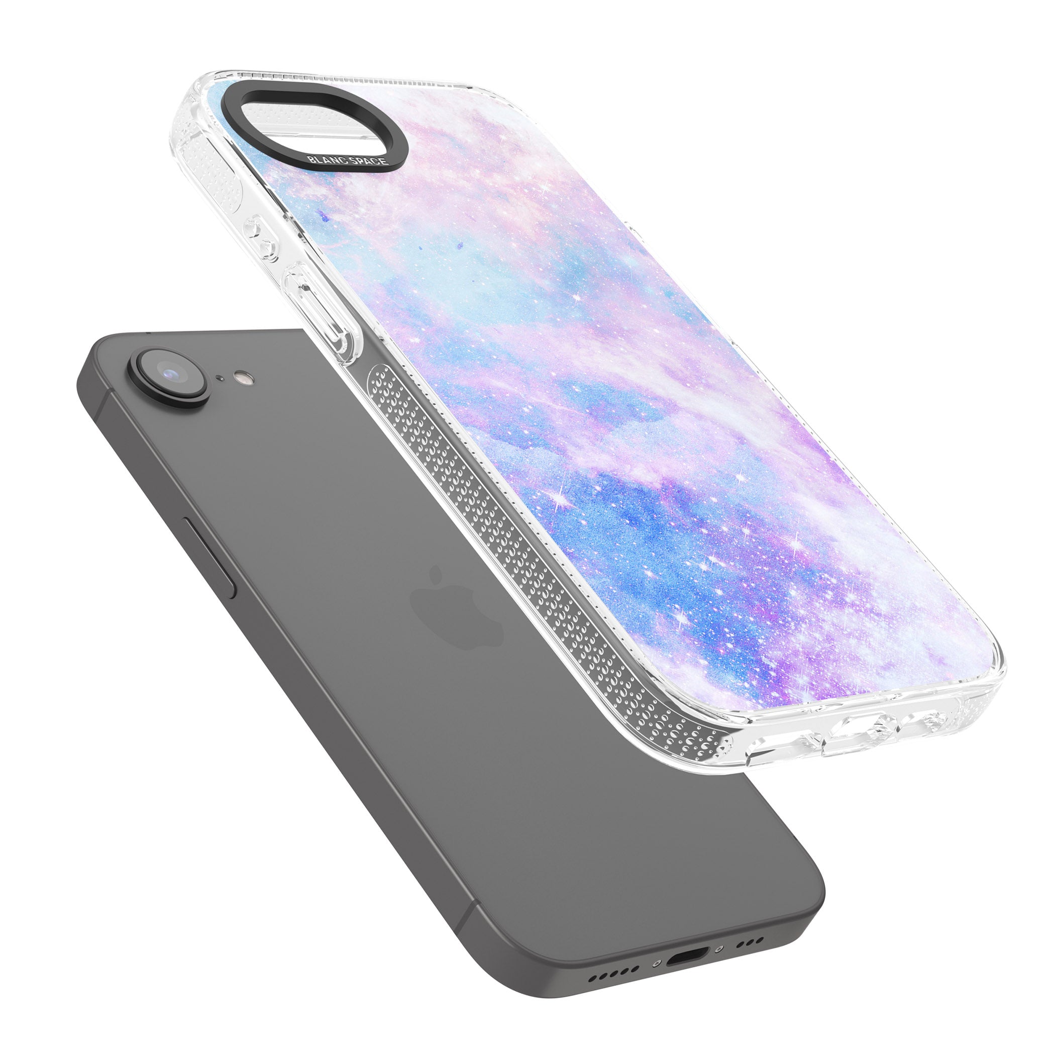 Light Blue Galaxy Pattern Design iPhone 16e Clear Case Impact Air - Blanc Space