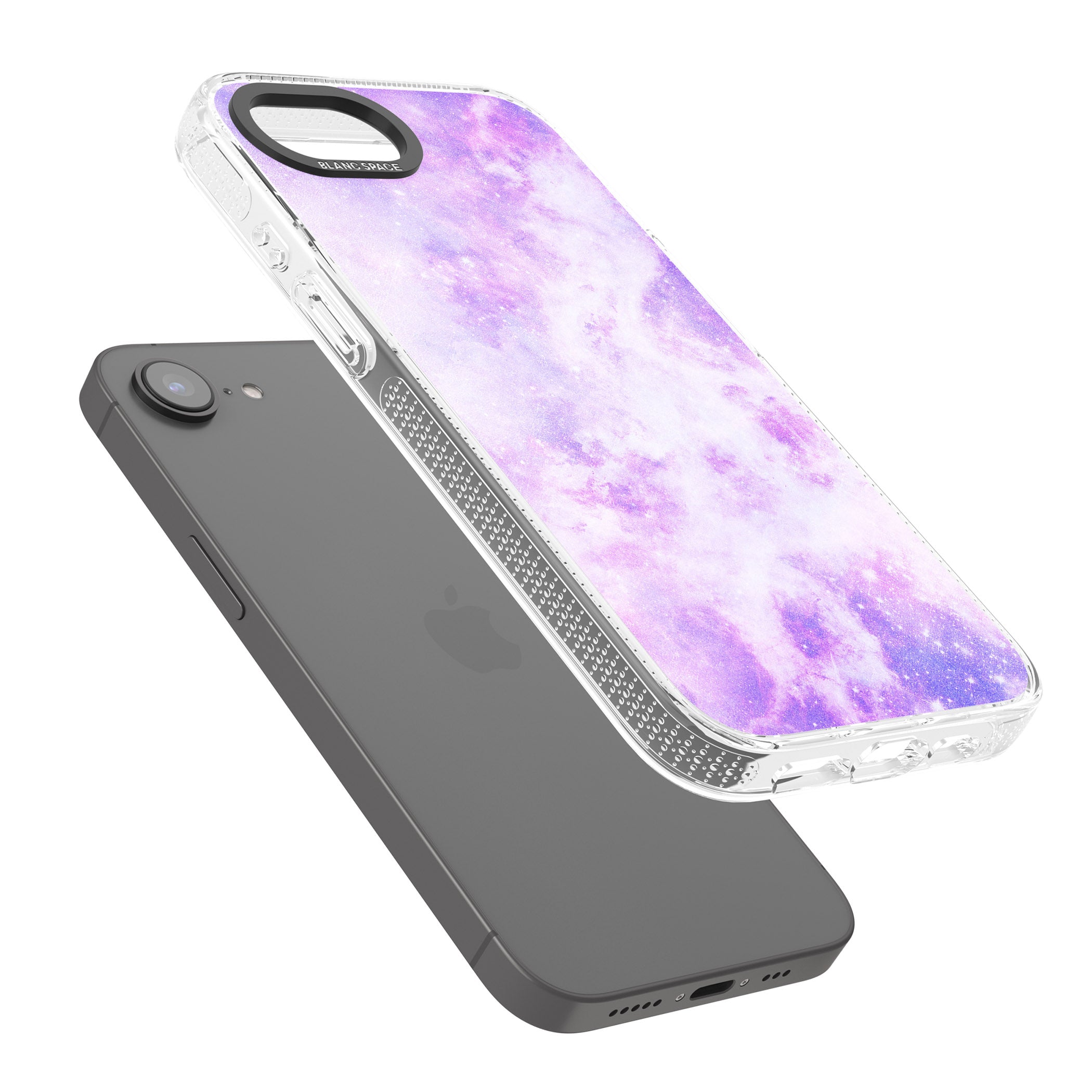 Purple Galaxy Pattern Design iPhone 16e Clear Case Impact Air - Blanc Space