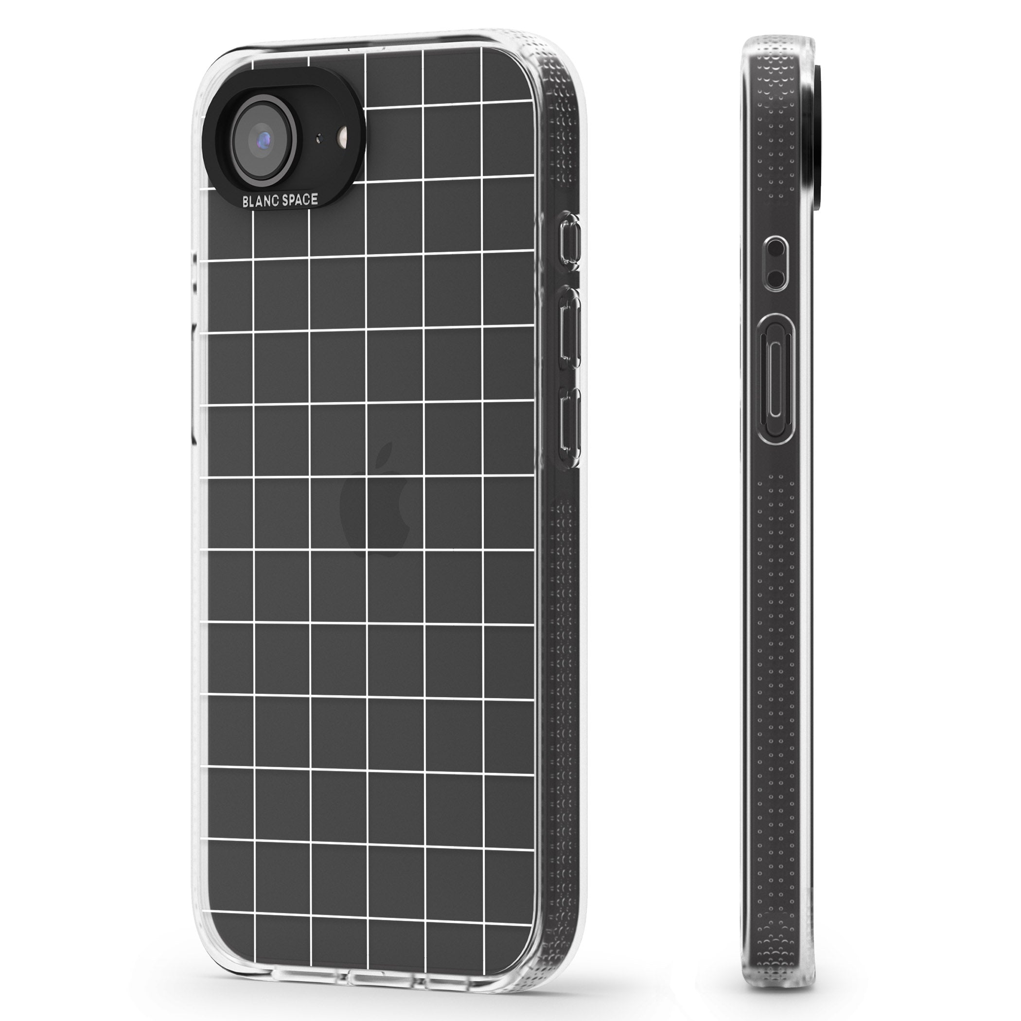 Simplistic Large Grid Pattern White (Transparent) iPhone 16e Clear Case Impact Air - Blanc Space