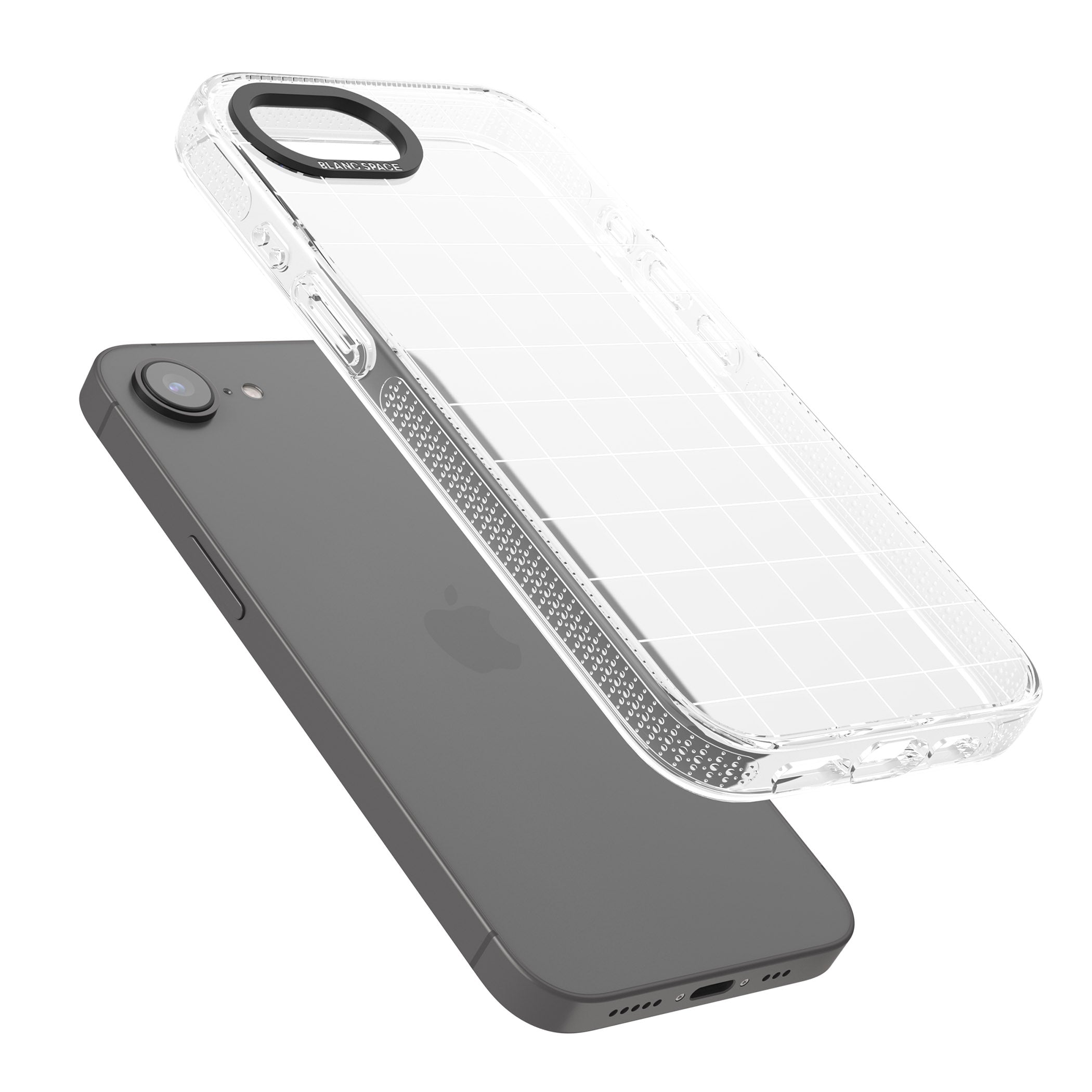 Simplistic Large Grid Pattern White (Transparent) iPhone 16e Clear Case Impact Air - Blanc Space