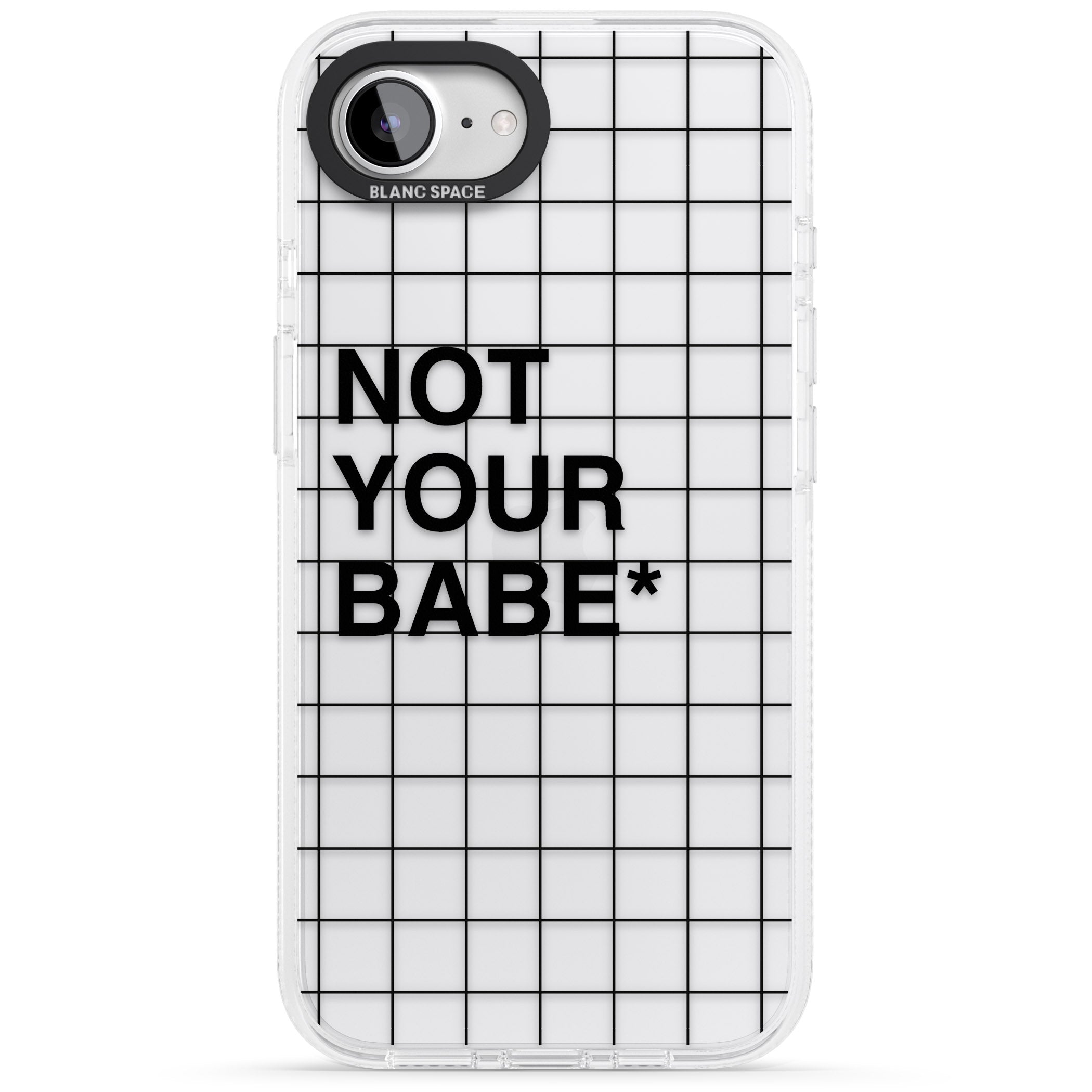 Grid Pattern Not Your Babe iPhone 16e Clear Case Impact Air - Blanc Space
