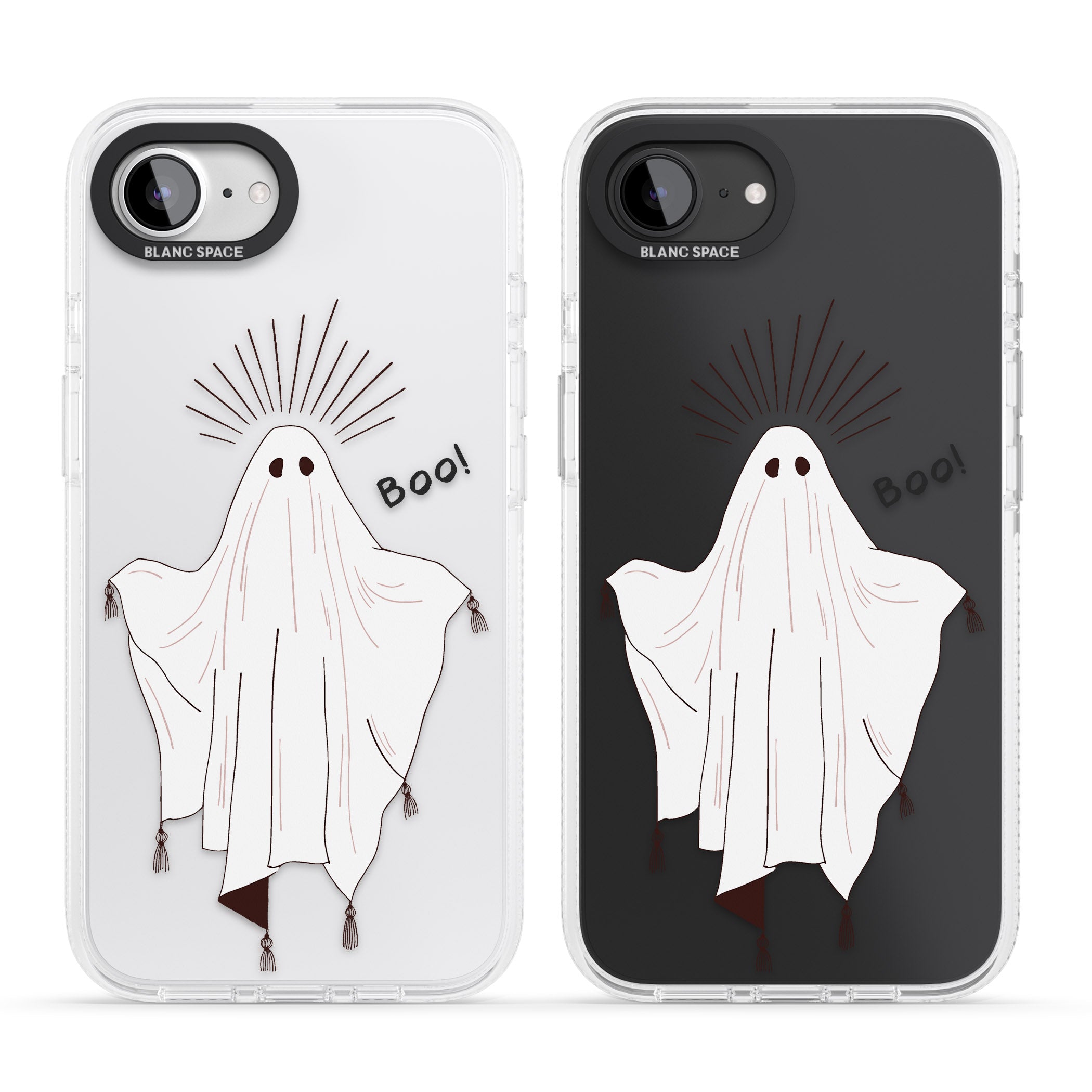 BOO! iPhone 16e Clear Case Impact Air - Blanc Space