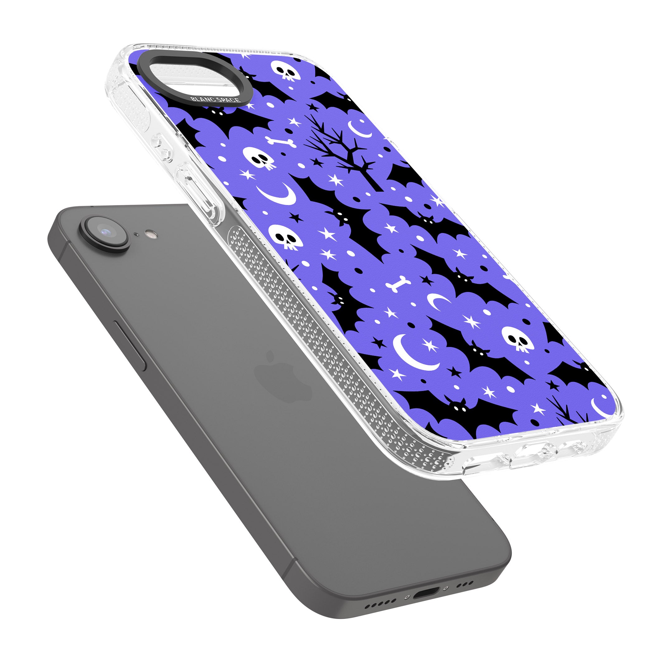 Bats n' Bones Pattern iPhone 16e Clear Case Impact Air - Blanc Space
