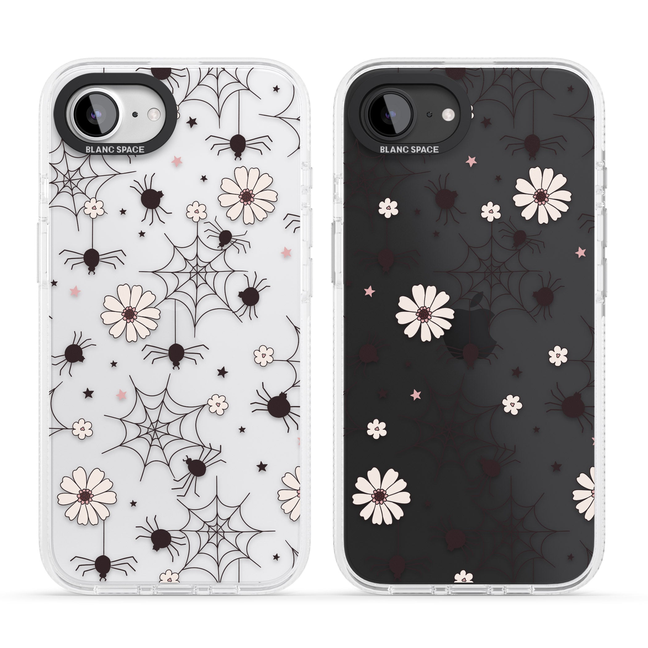 Spiders and Flowers Pattern iPhone 16e Clear Case Impact Air - Blanc Space