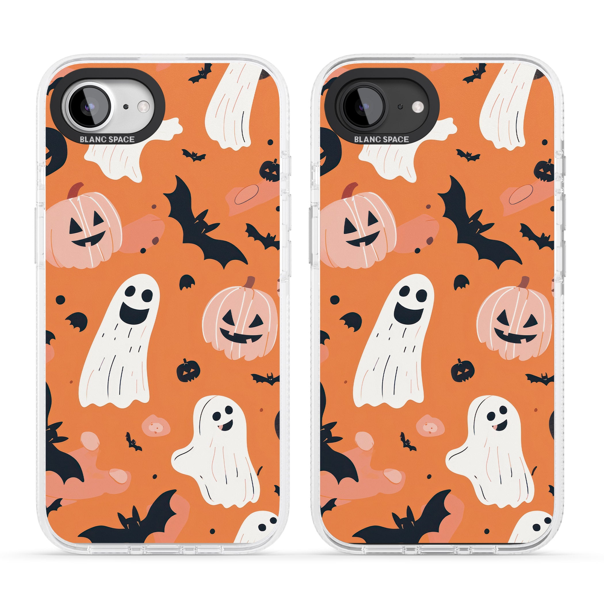 Orange Halloween Pattern iPhone 16e Clear Case Impact Air - Blanc Space