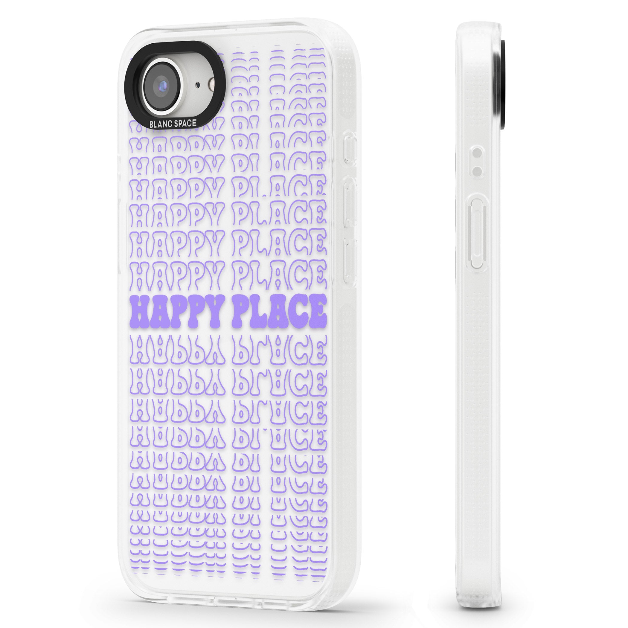 Happy Place (Purple) iPhone 16e Clear Case Impact Air - Blanc Space