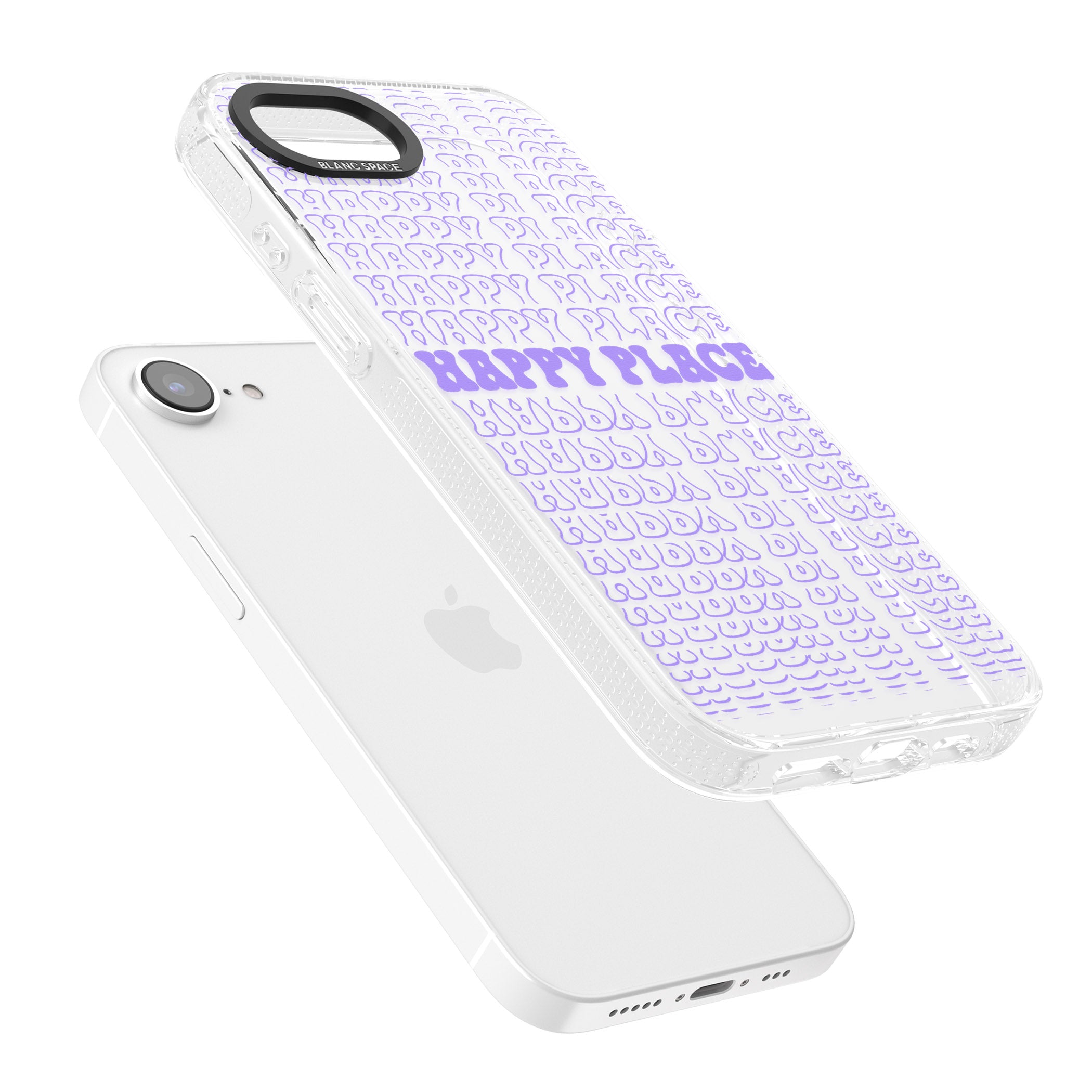 Happy Place (Purple) iPhone 16e Clear Case Impact Air - Blanc Space