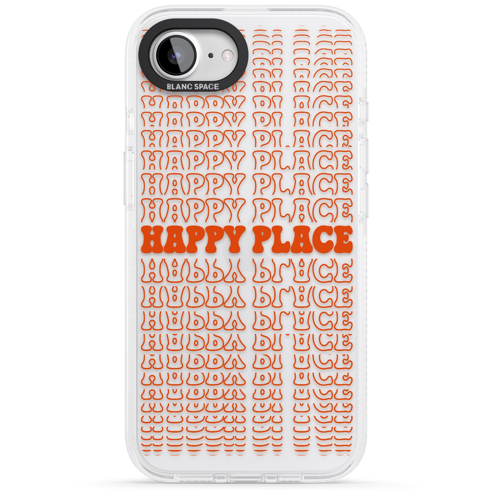 Happy Place (Orange) iPhone 16e Clear Case Impact Air - Blanc Space